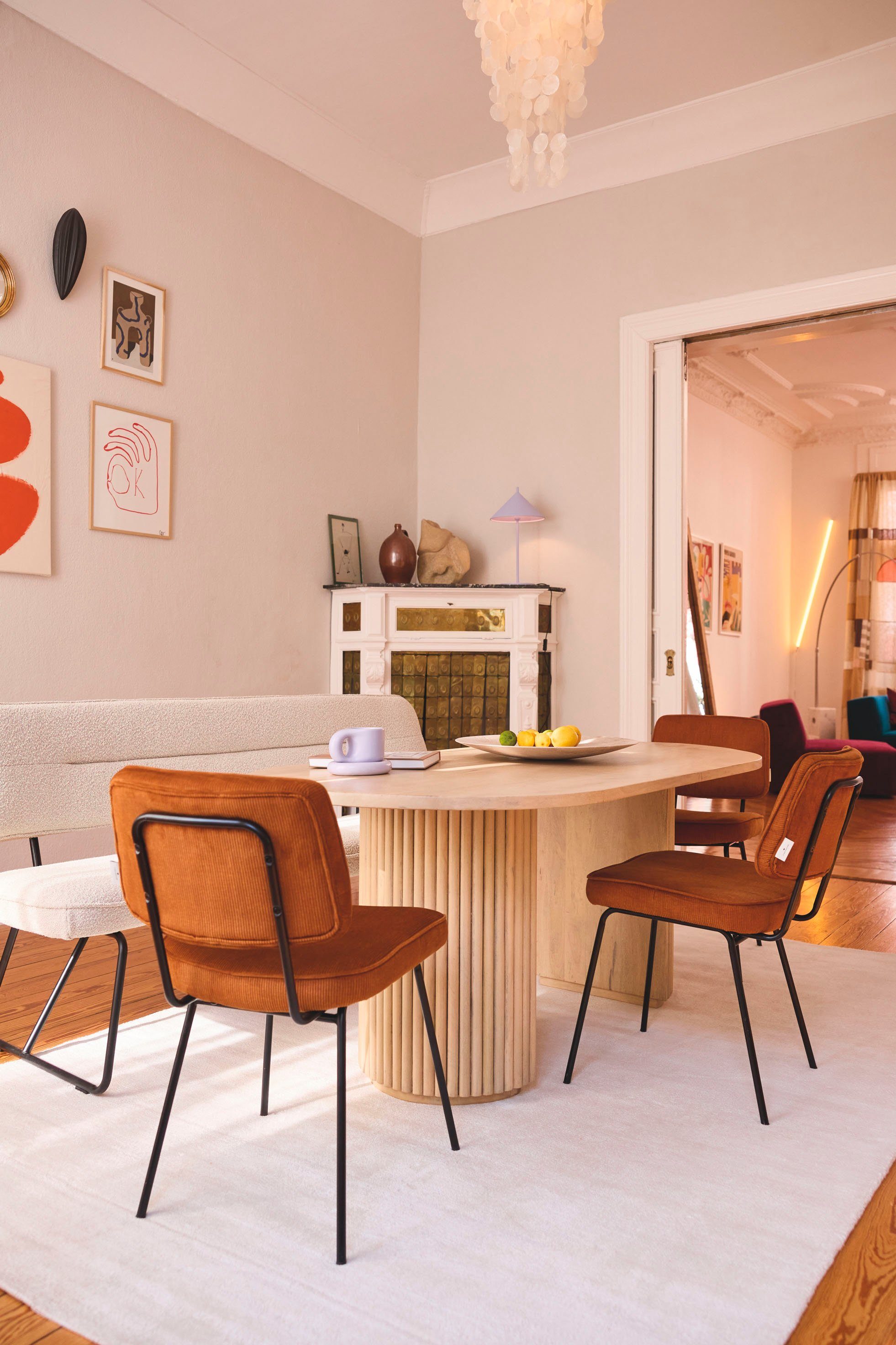 TOM TAILOR HOME Eettafel Ripped met tafelpoten in extravagante ribbel-look