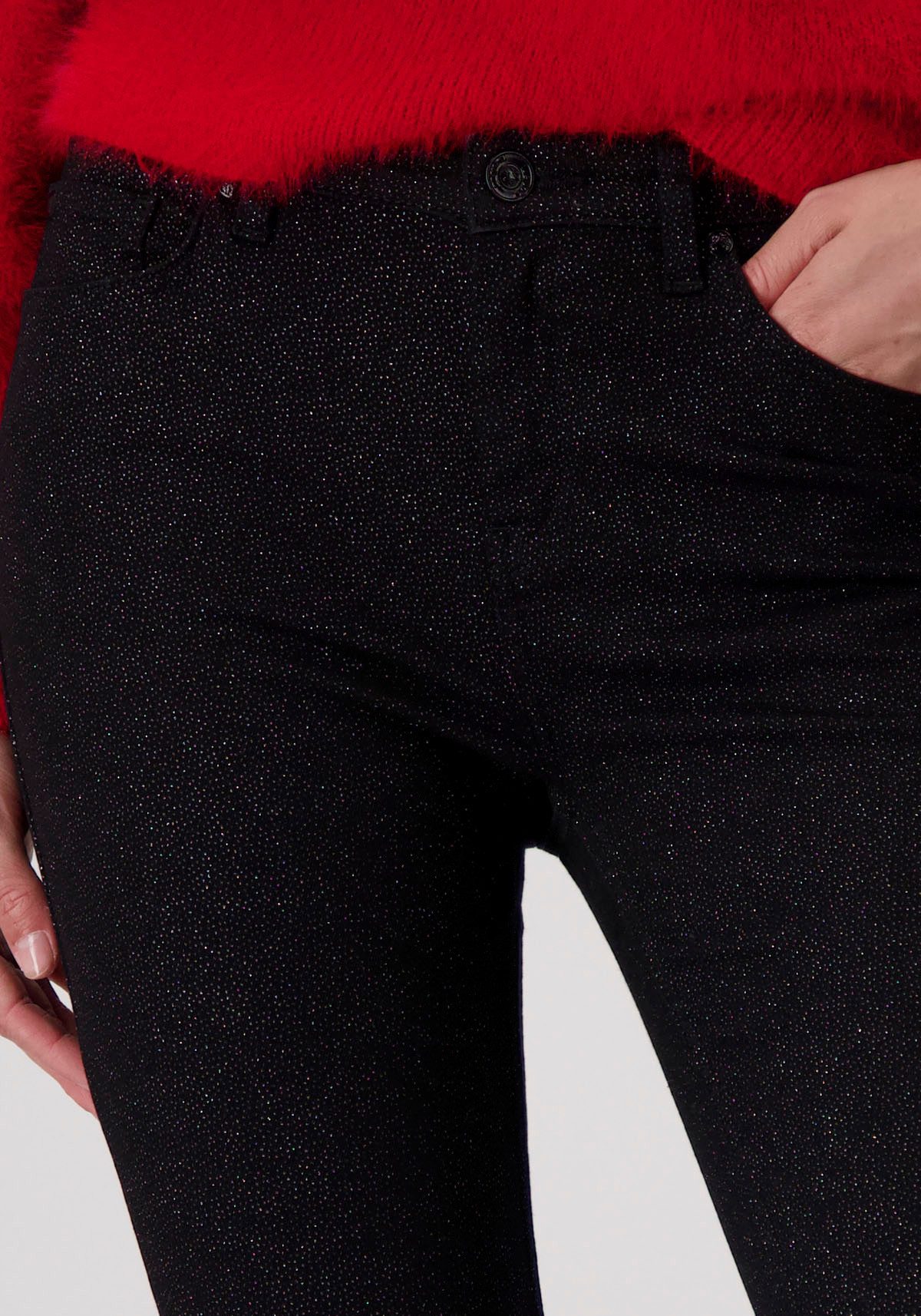 Monari Skinnybroek Glitter jeansbroek