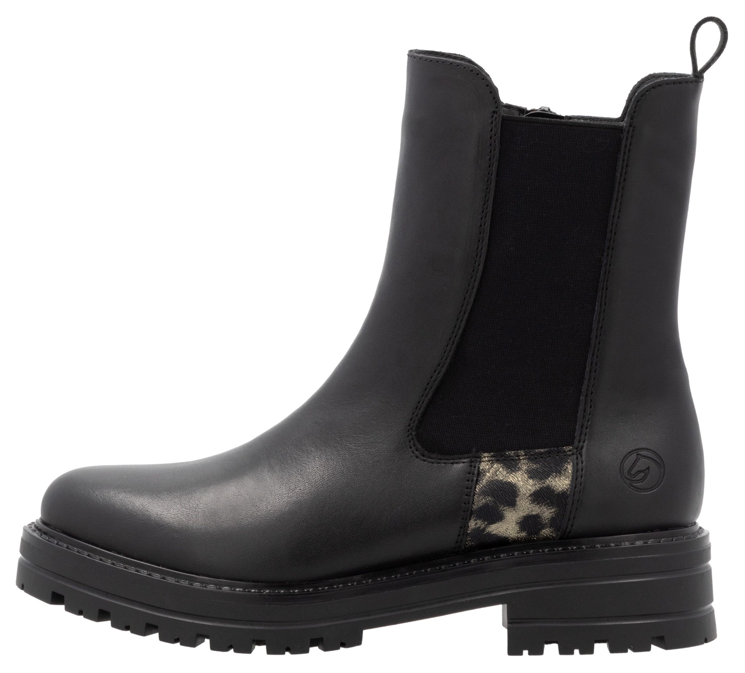 Remonte Chelsea-boots blokhak, laarzen, enkellaars met afwerking in leeuwenlook