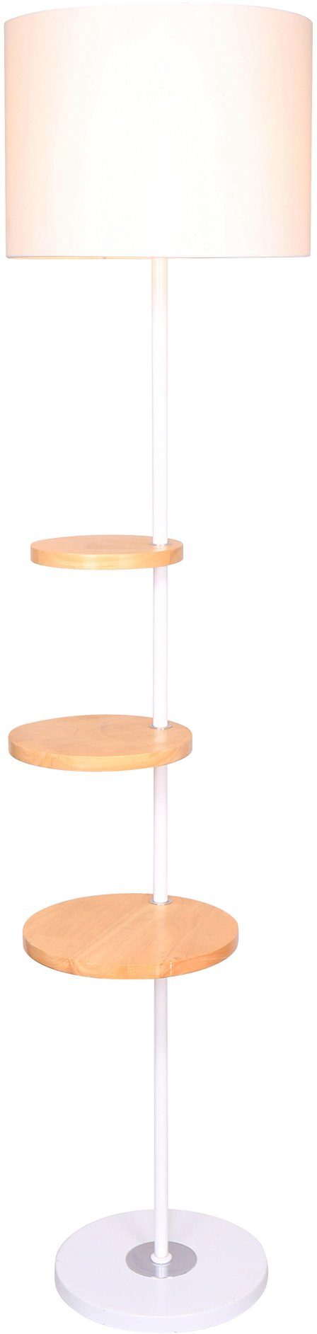 SalesFever Staande lamp Agda met 3 houten planken (1 stuk)