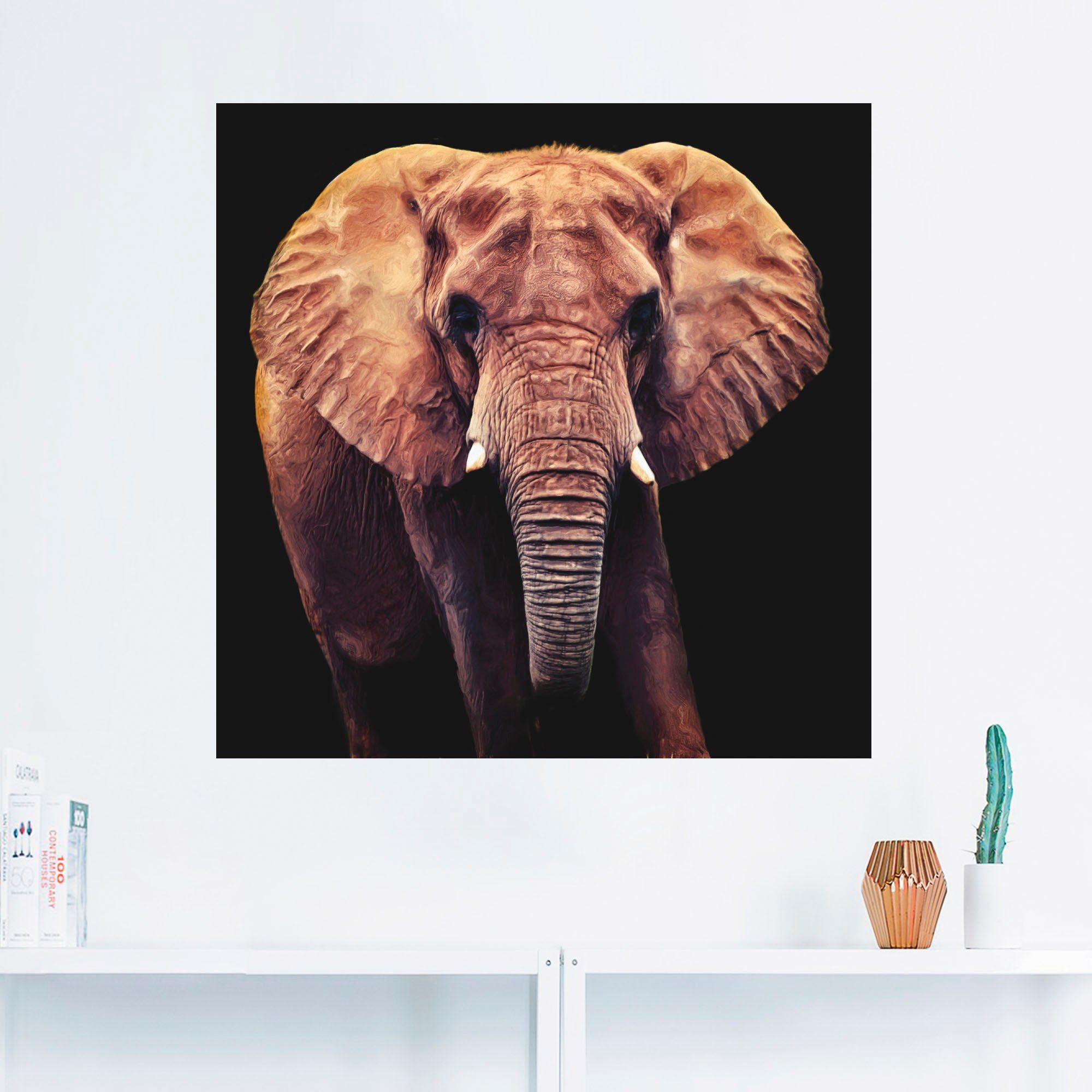 Artland Artprint op linnen Olifant gespannen op een spieraam