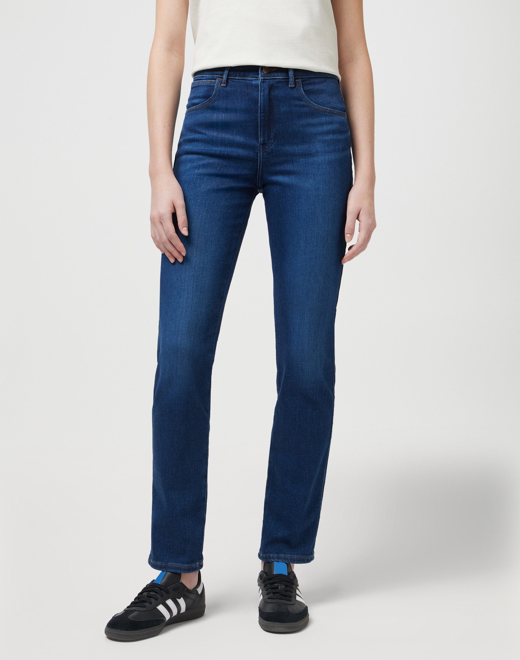 Wrangler 5-pocket jeans met contrastkleurige naden