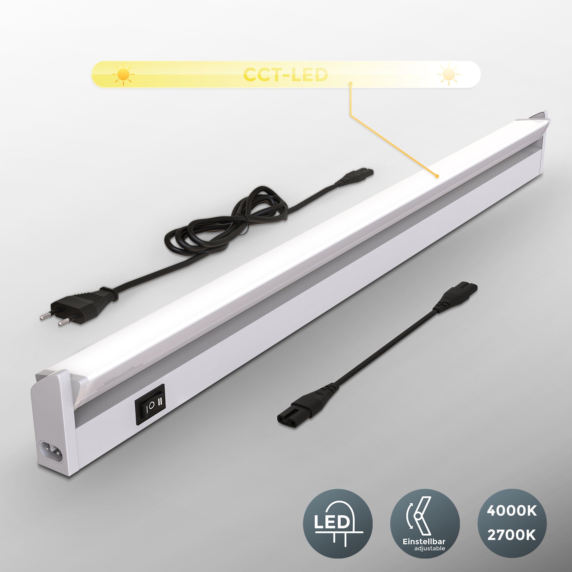 B.K.Licht Lichtstrook Onderbouwlamp, kast-lamp, draaibaar, keukenbalk, zilverkleur, 8W