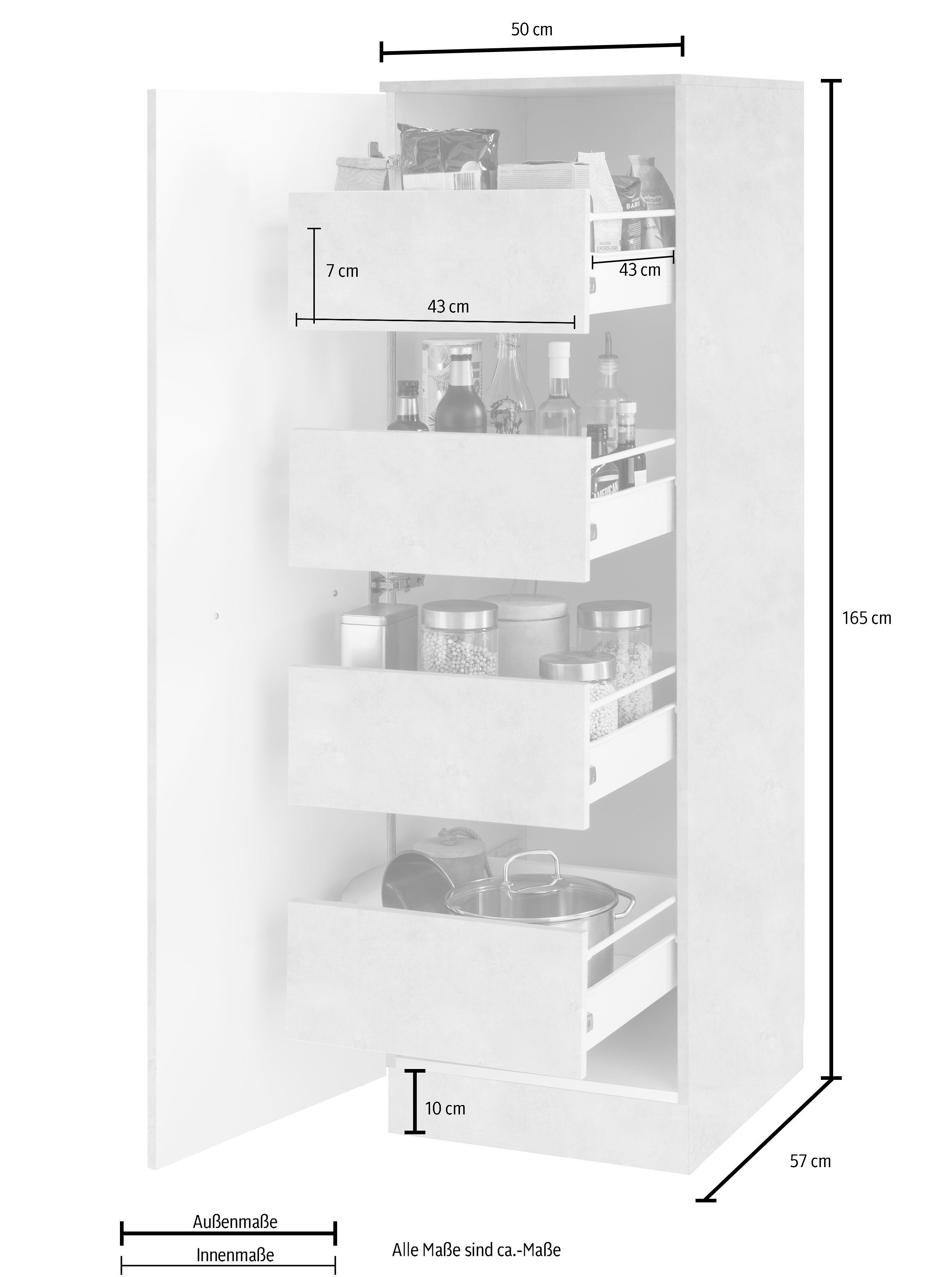 wiho Küchen Provisiekast Flexi2 Breedte 50 cm, met 4 uittrekken