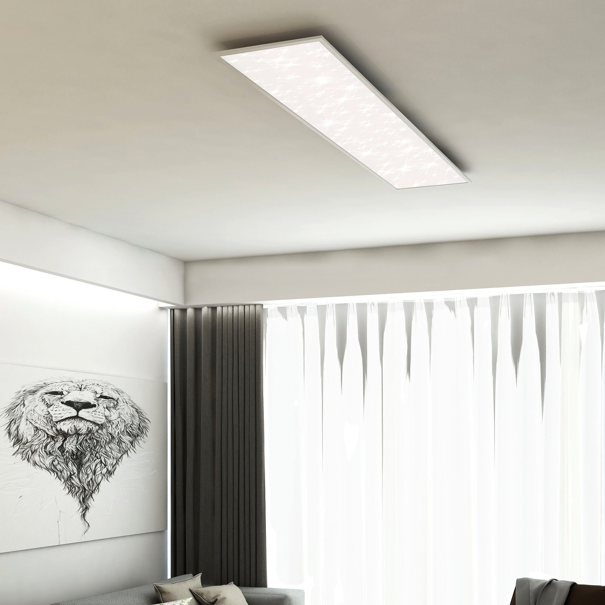 Briloner Leuchten Led-paneel 7308016 PALLAS Plafondlamp, 100x25x6,5 cm, wit, 24W, woonkamer, slaapkamer, keuken