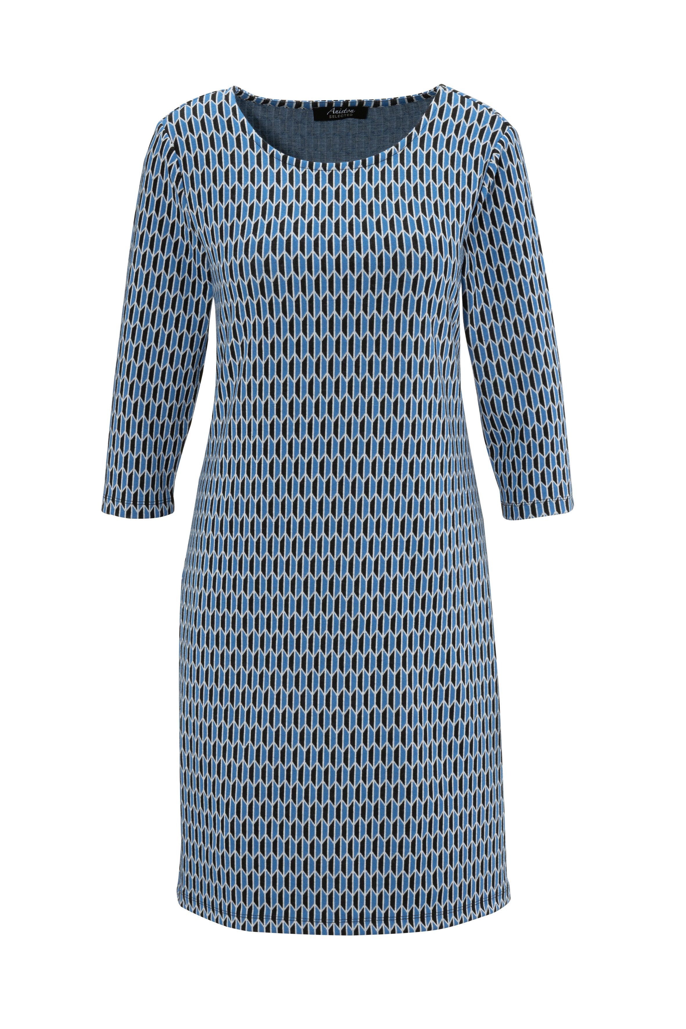 Aniston SELECTED Jerseyjurk met geometrisch patroon en licht getailleerd nieuwe collectie