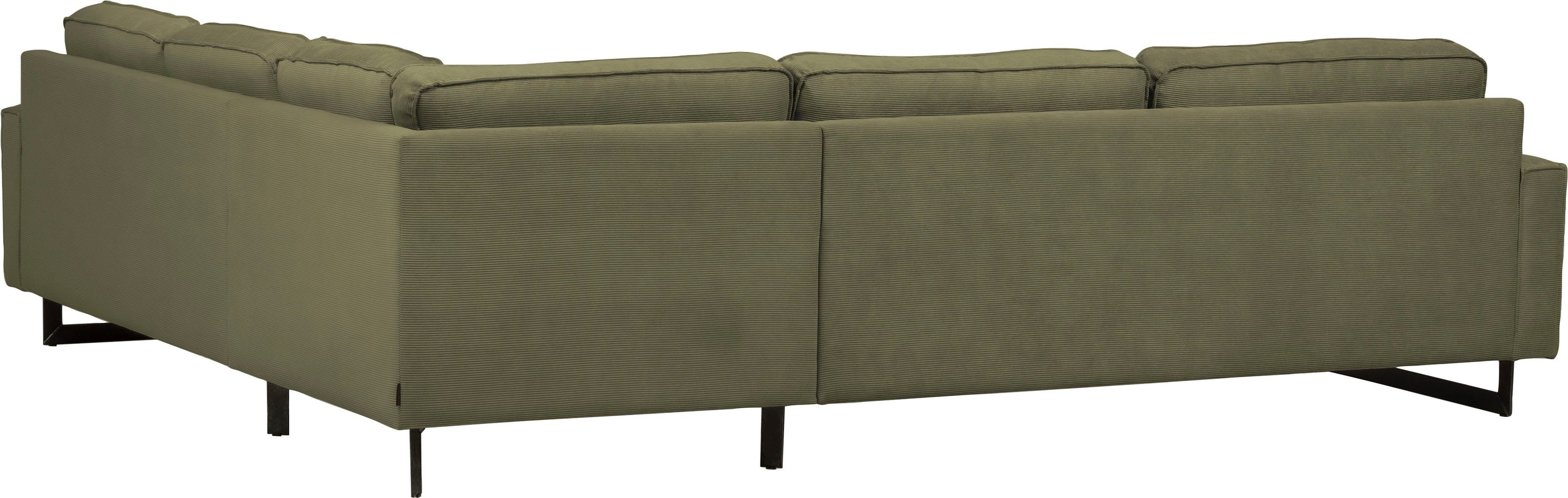 Places of Style Hoekbank Pinto, XXL, 250/290 cm, lange arm, ottomane Cord, fijncord, luxe-microvezel leer en chenille