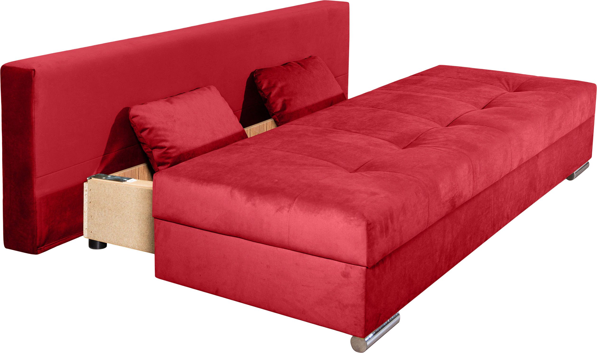 COLLECTION AB Slaapbank Tania met bedfunctie en bedlade comfortabele zitcomfort: veren-kern bekleding, inclusief rugkussen