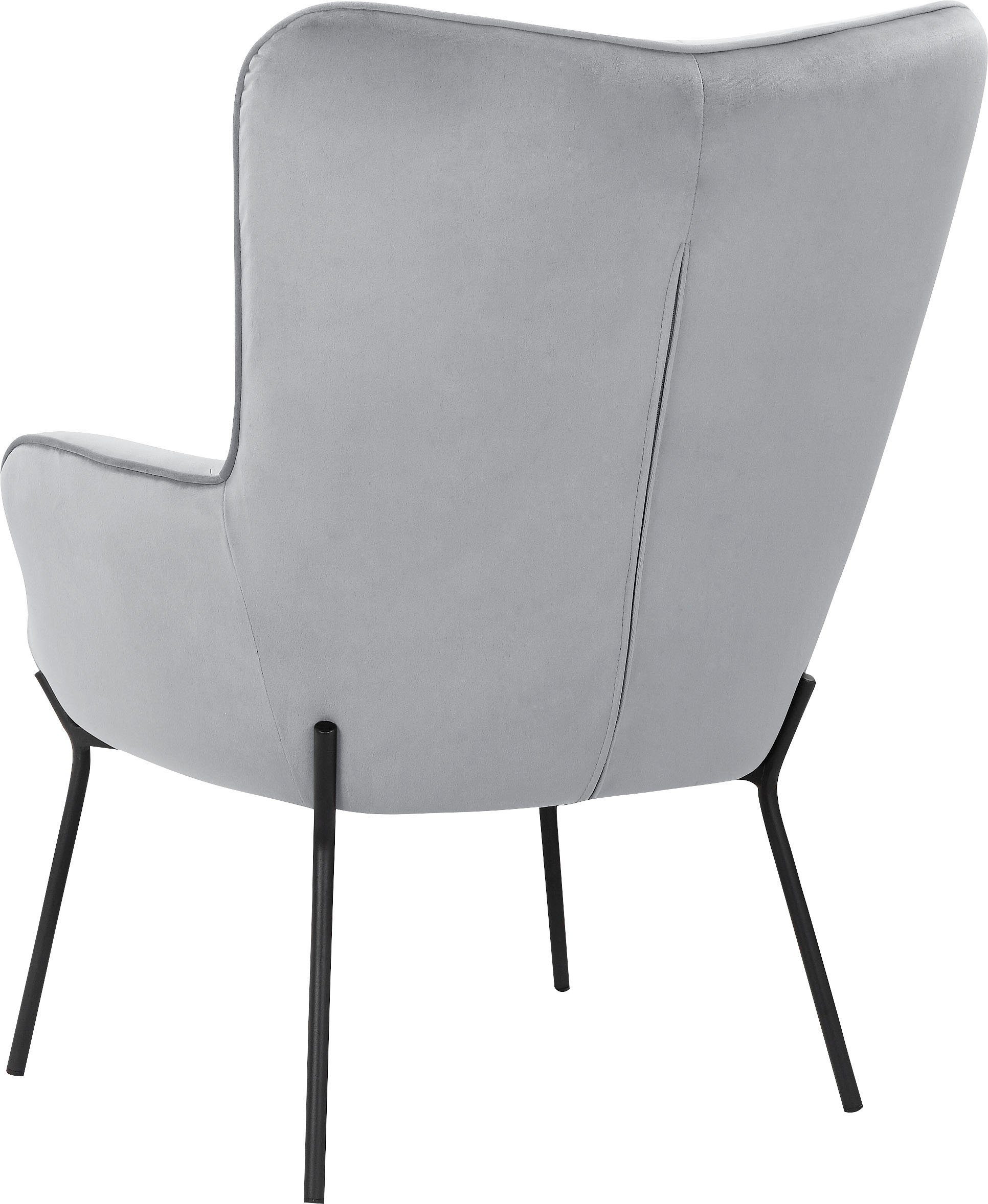 OTTO products Loungestoel Luukas, ovale stoel met metalen poten Stof gerecycled polyester, zacht verdikte zitting en rugleuning, zithoogte 46 cm (1 stuk)