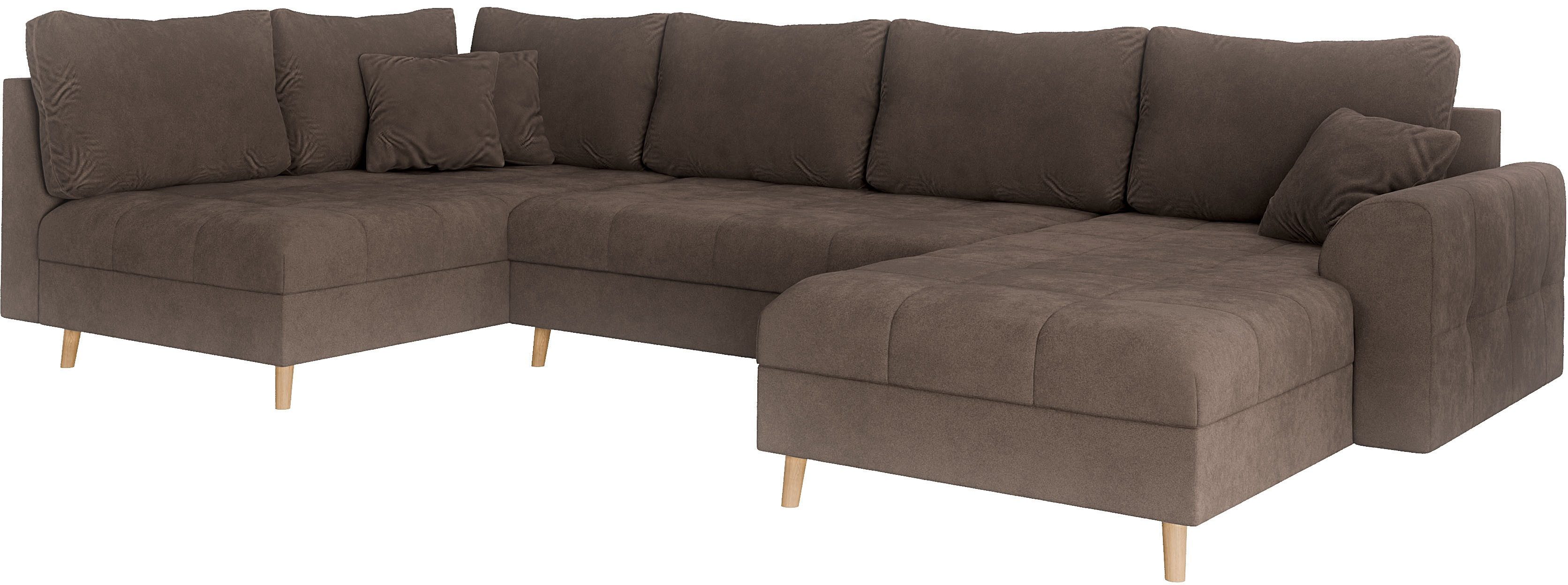 Home affaire Zithoek CHARRE U-vorm met ottomane, afmetingen B/D/H: 310/161/81 cm fijne stiksels, losse rug- en sierkussens, ook in cord en bouclé