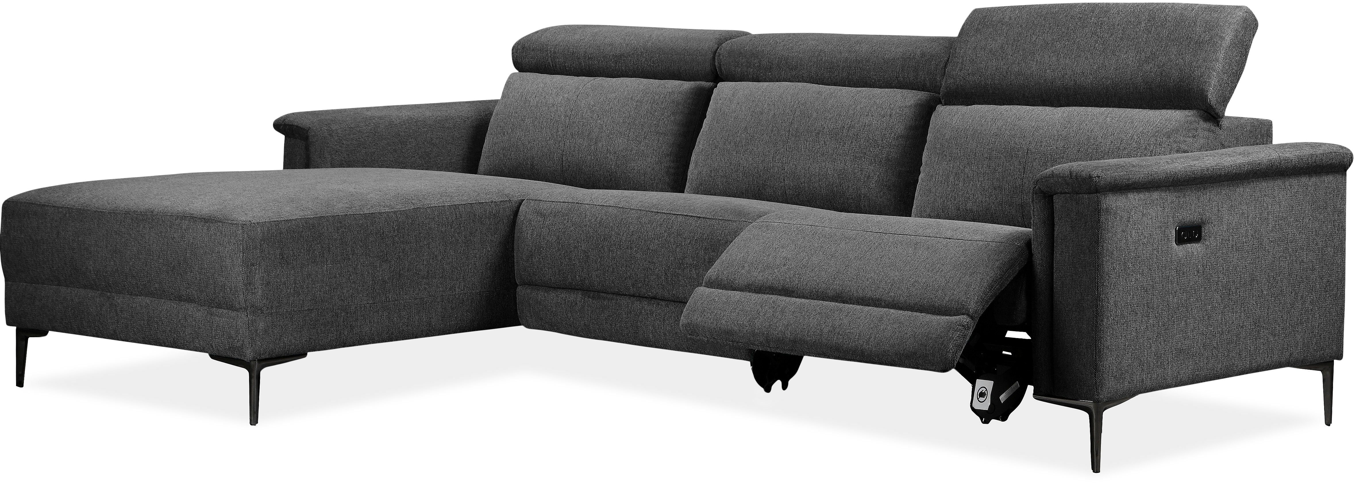 Places of Style Hoekbank Lund, L-vorm, 261 cm, handmatige of elektrische relaxfunctie (met USB-A)