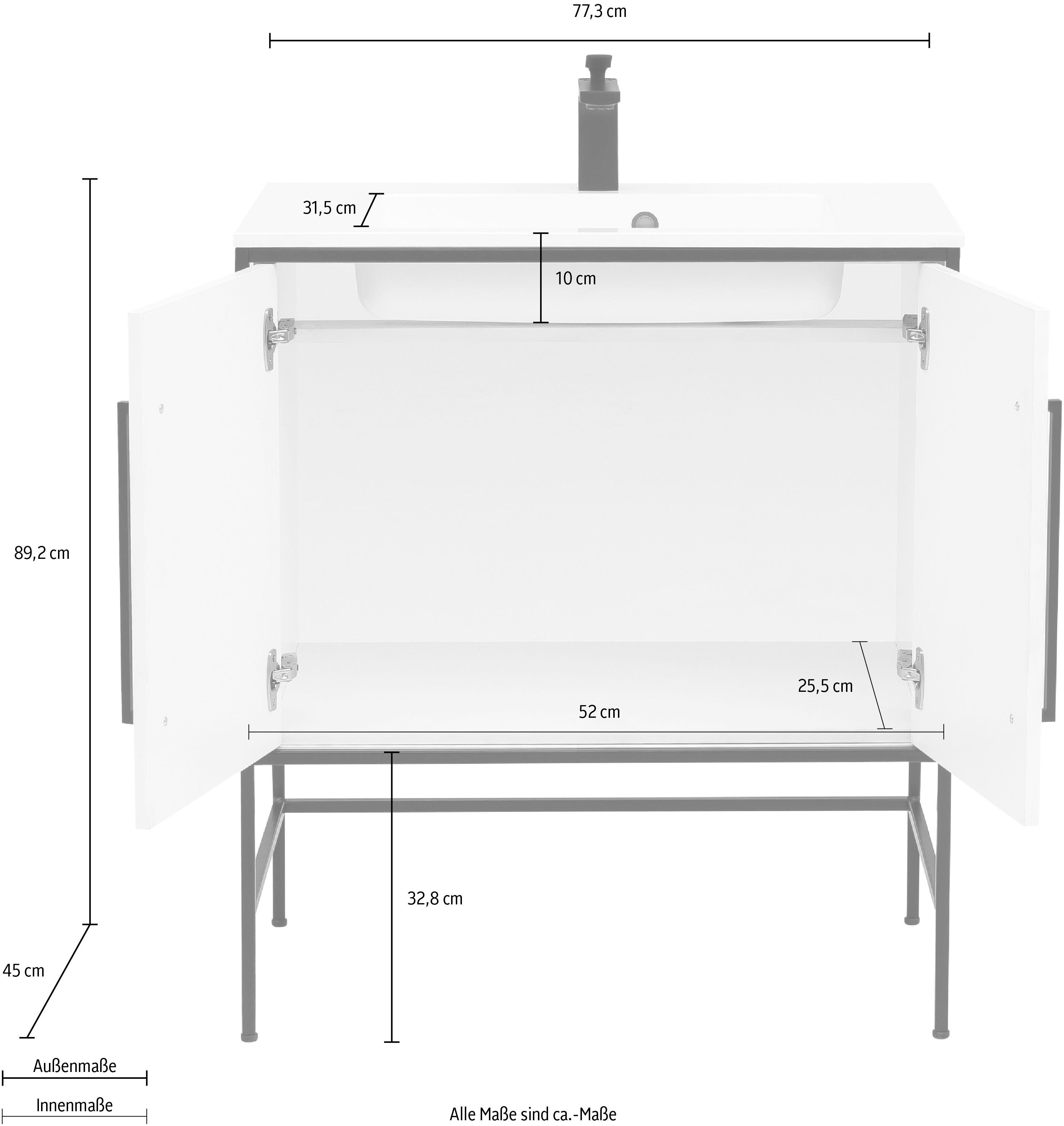Schildmeyer Wastafelonderkast Moris met mineraalgietbak, breedte 77 cm
