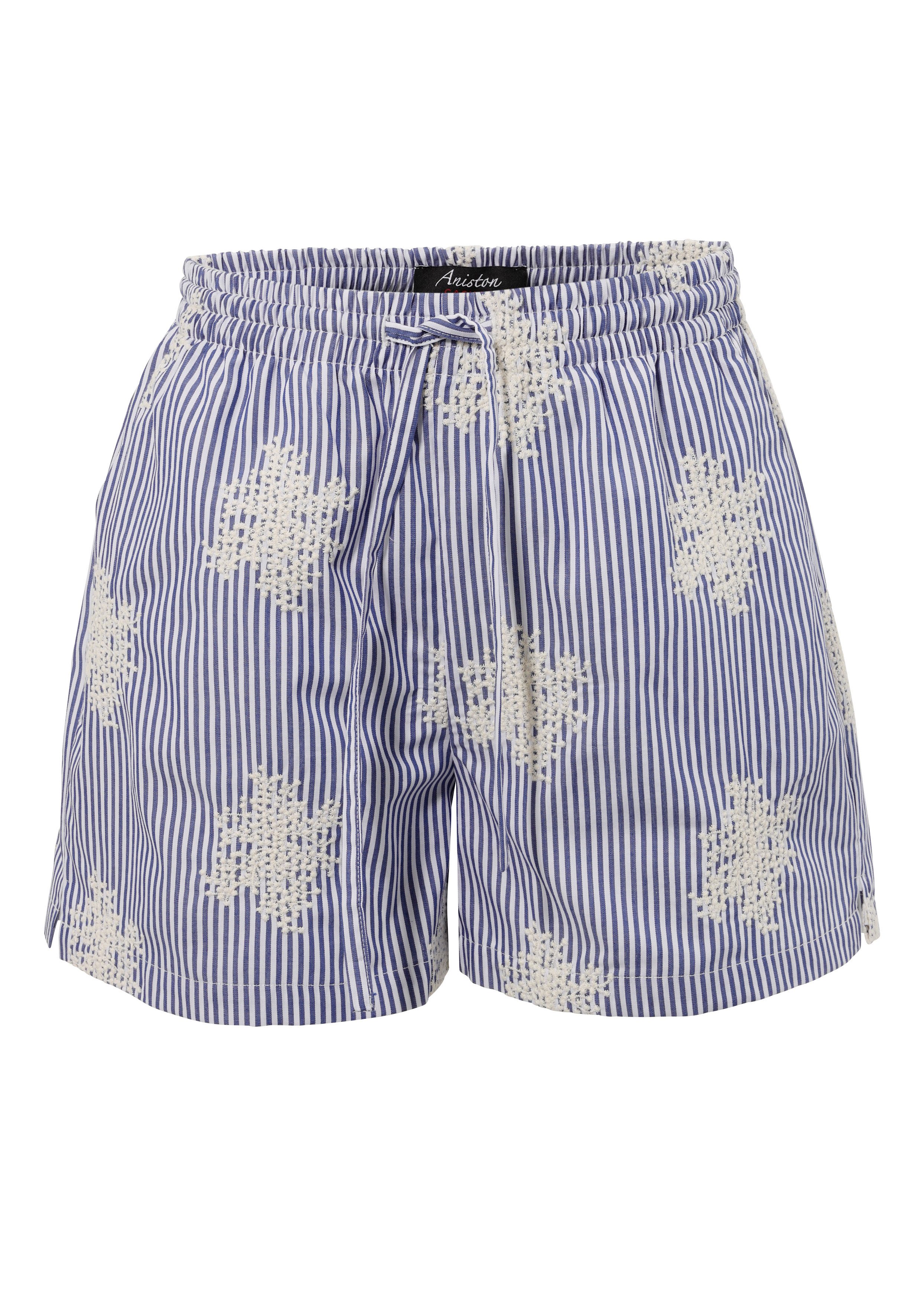 Aniston CASUAL Short gestreept en luxueus versierd met borduurwerk - nieuwe collectie