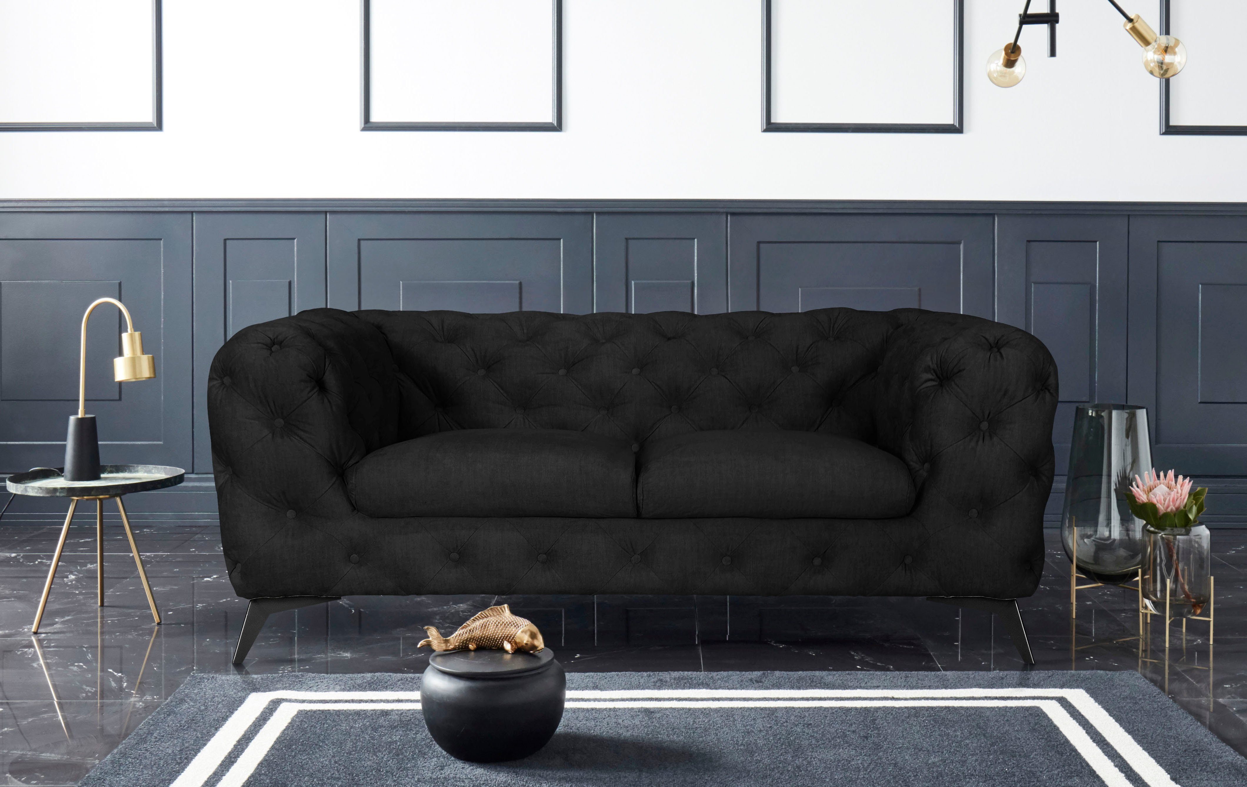 Leonique Chesterfield-bank Glynis luxueuze capitonnage, moderne chesterfield look, kleur van de poten ter keuze