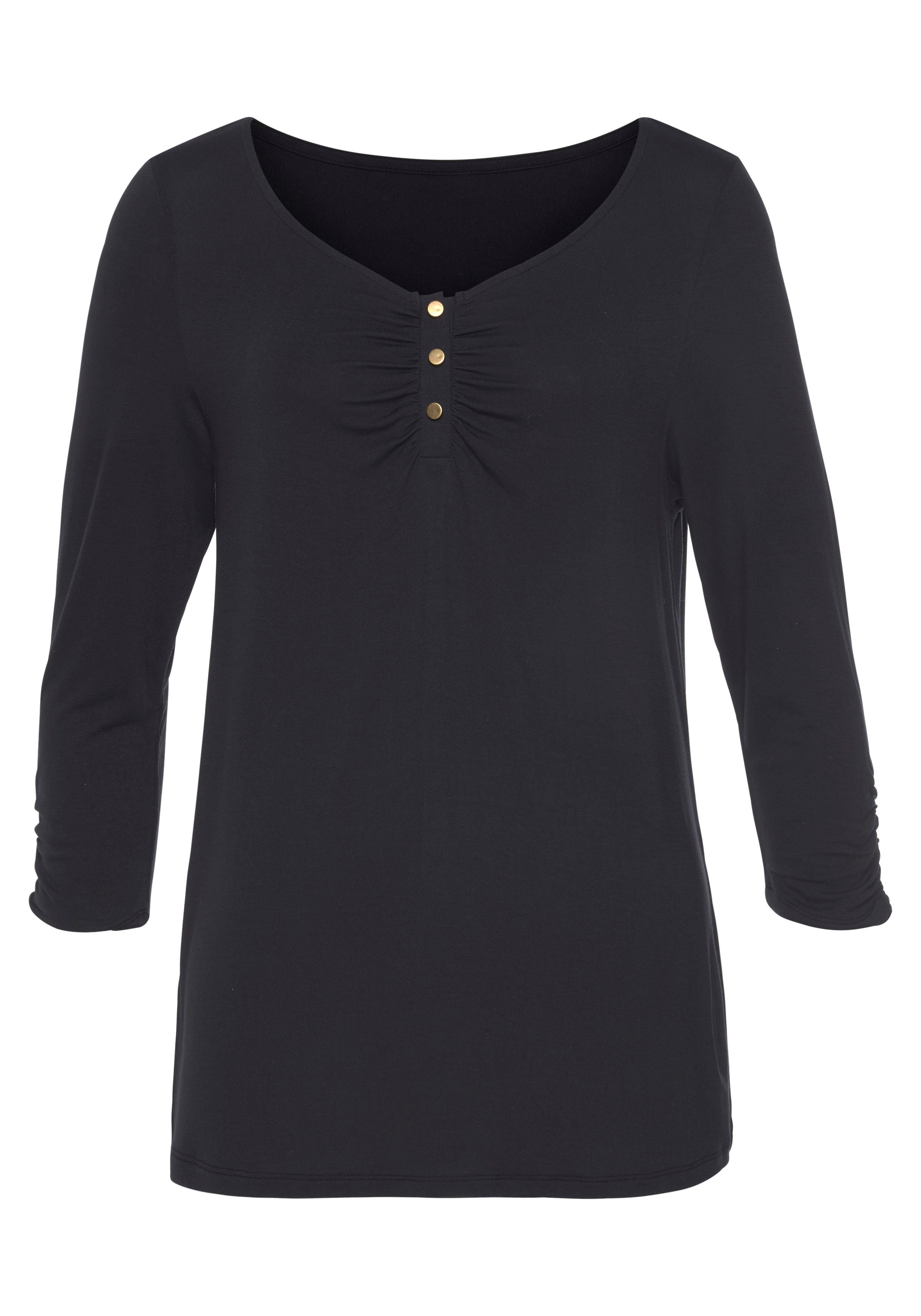 Vivance Shirt met 3/4-mouwen met fijne plooi (Set van 2)
