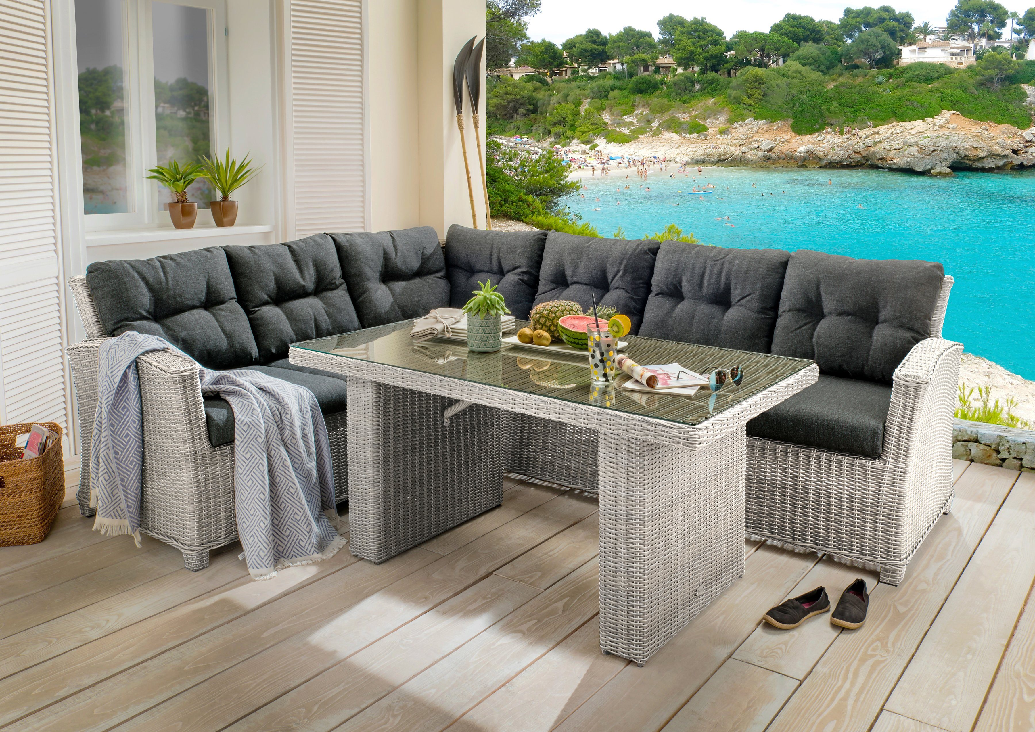 Destiny Tuinset Riviera Aluminium, polyrotan (set, 16-delig) tuinsets wit