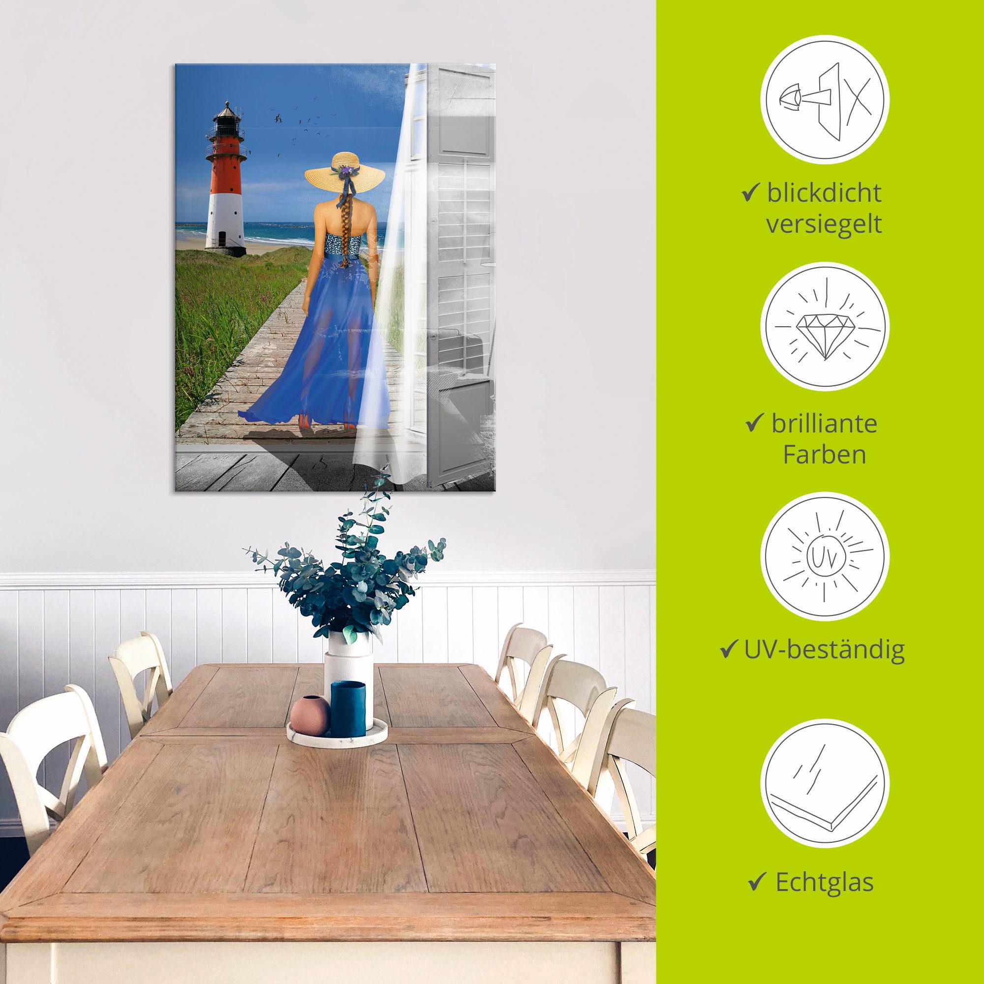 Artland Print op glas Vakantie aan de zee in verschillende maten