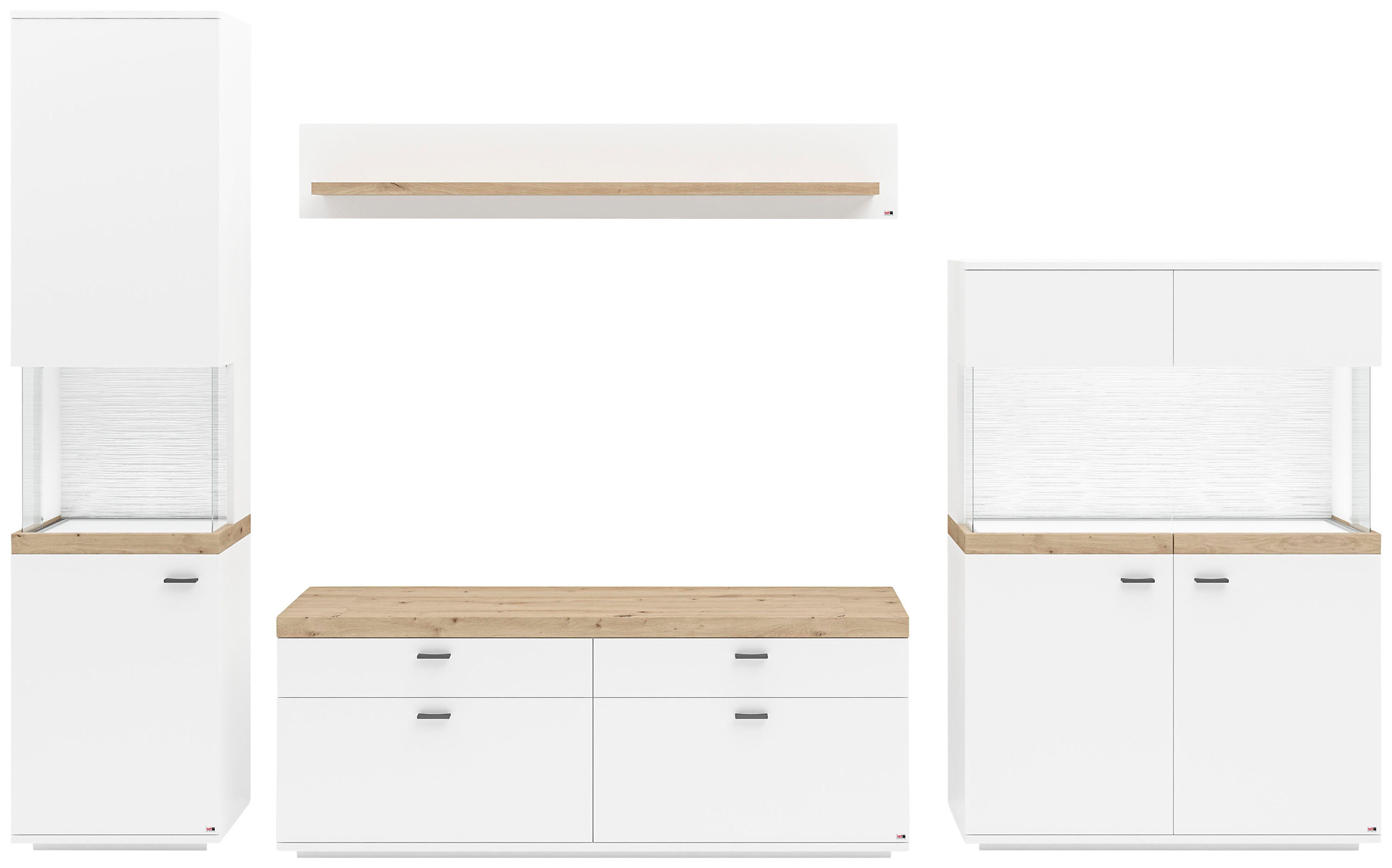 set one by Musterring Wandmeubel Lancaster 4-delig met fronten in wit of grijs, breedte ca.320cm tv-wandmeubels wit