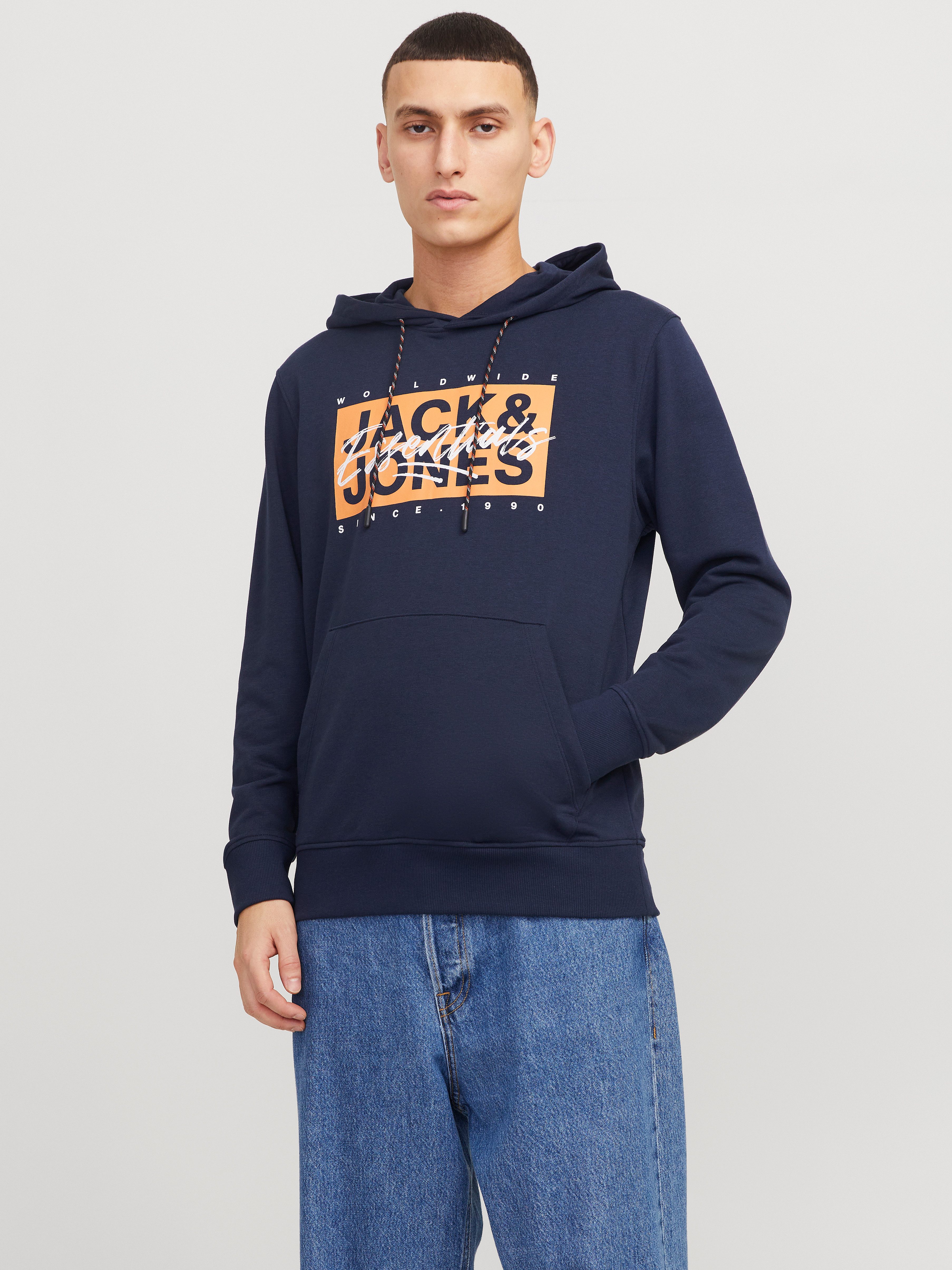 Jack & Jones Hoodie JJCOLTON SWEAT HOOD heren hoodies maat L blauw