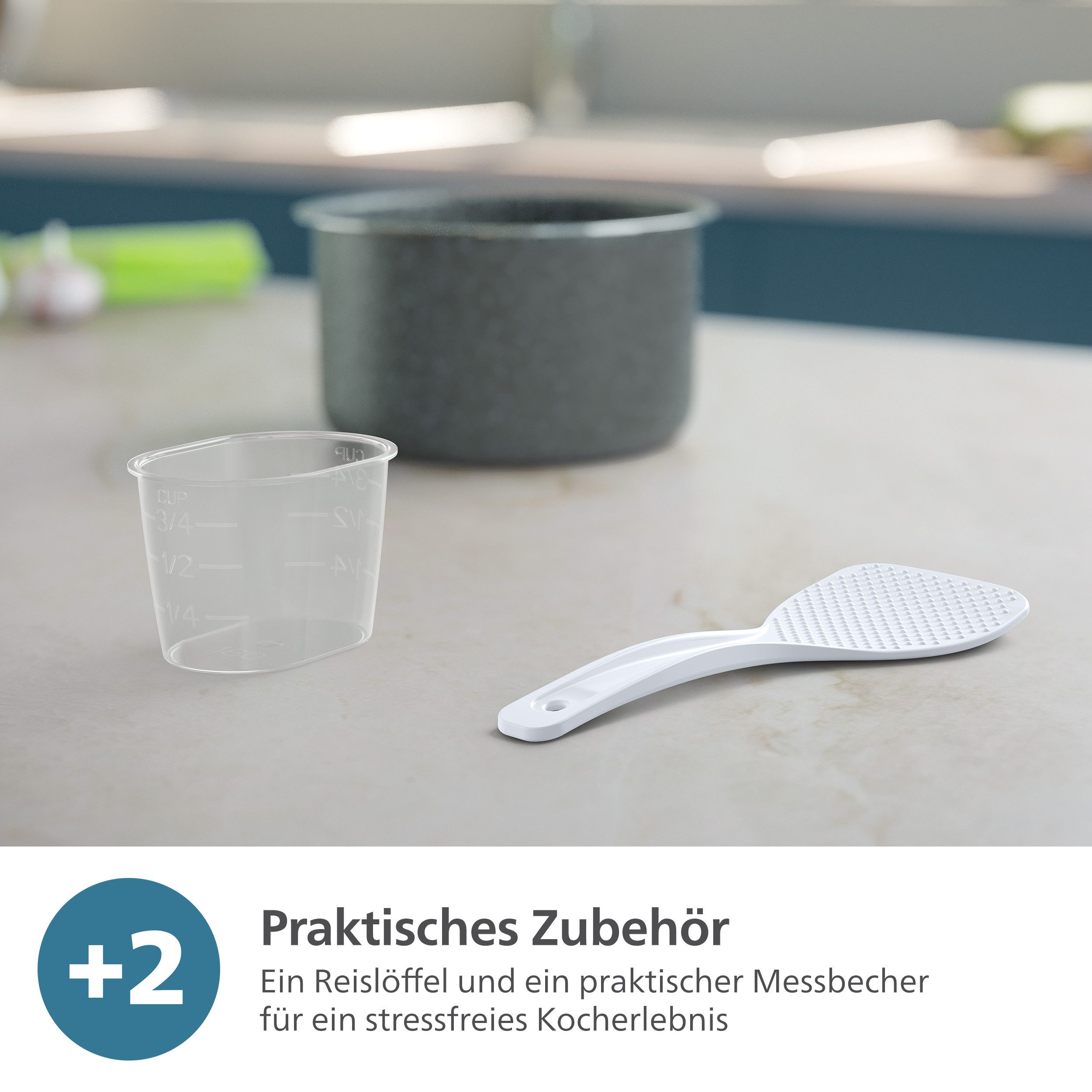 Philips Rijstkoker Mini 3000 Series, für 1-3 Personen, mit 8 voreingestellten Programmen