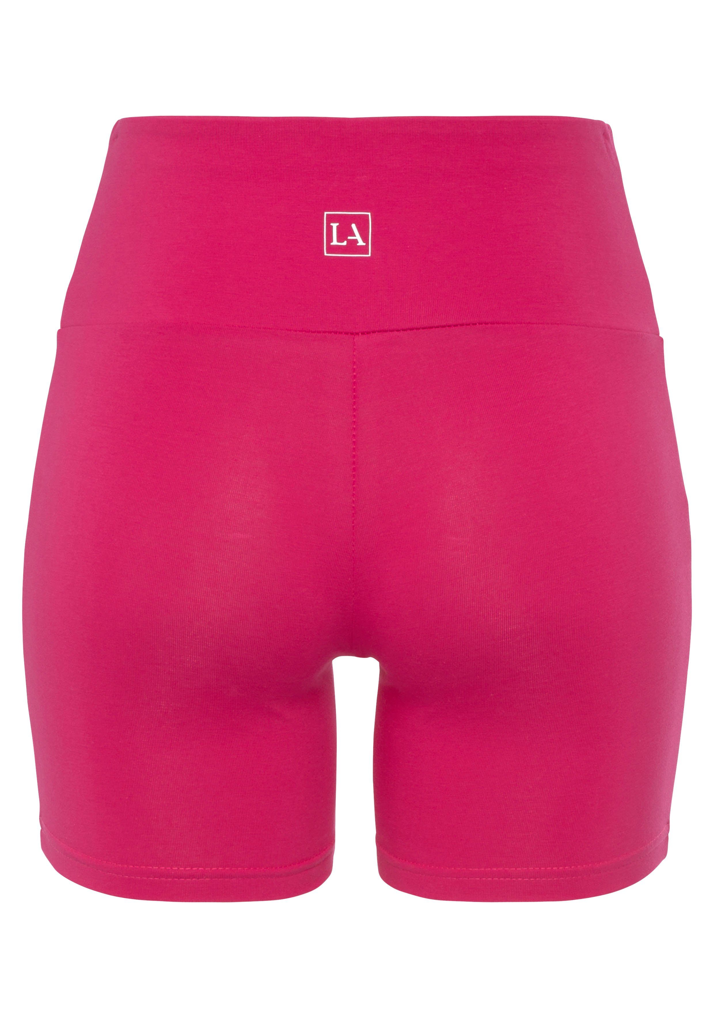 Lascana Short met brede boord en logoprint, loungewear