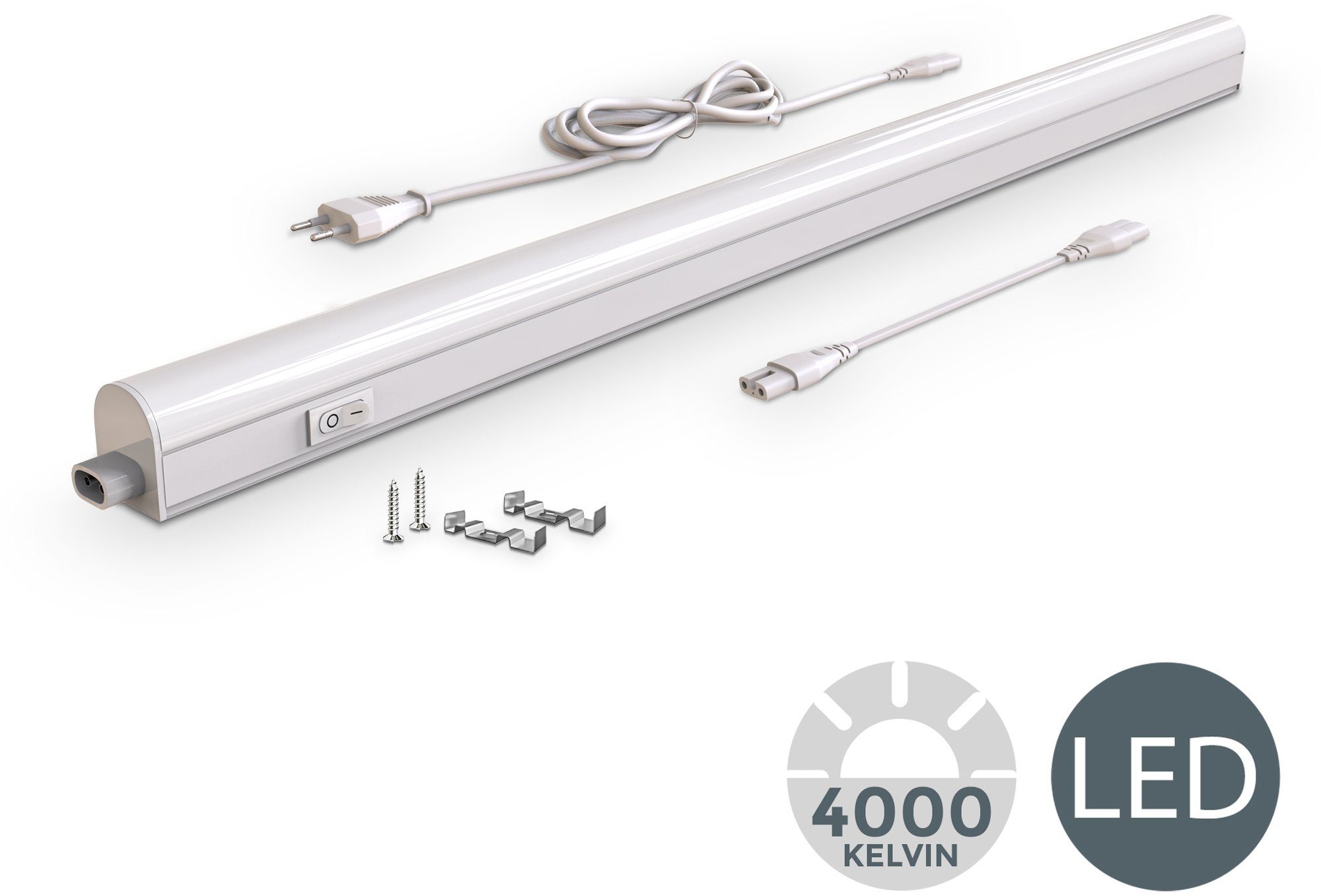 B.K.Licht LED lichtstrip Lichtstrip, keukenlamp, stekker systeem, 15W 1.200 lumen 4.000K, wit
