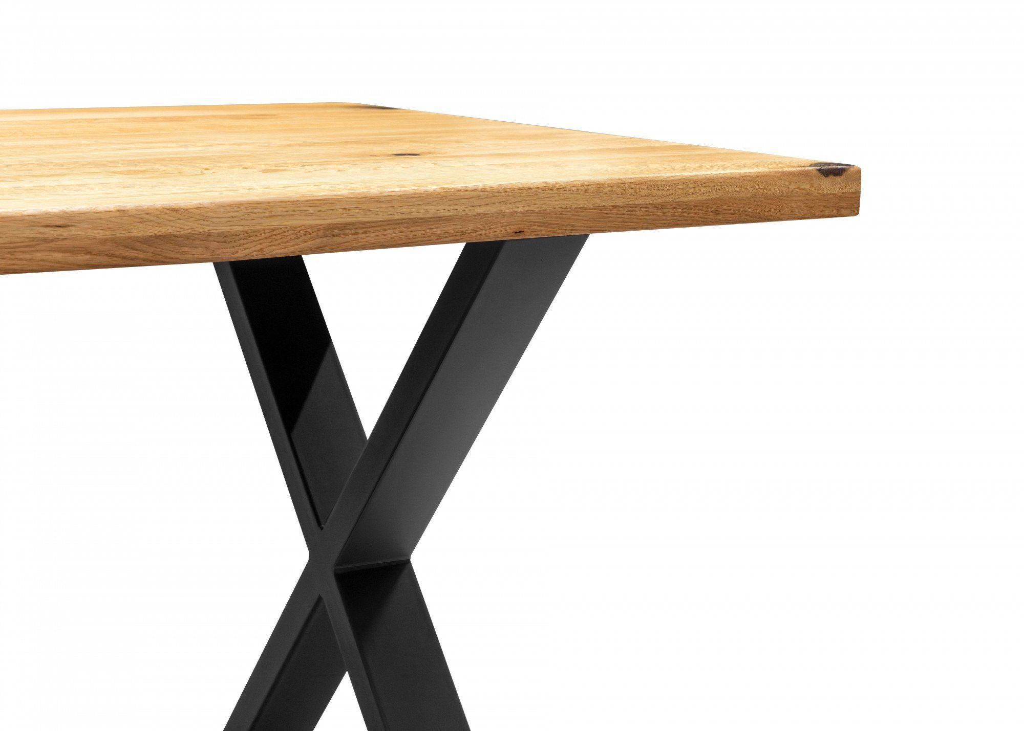 Home affaire Eettafel Dark blue Eiken massief hout en poedercoated metalen poten