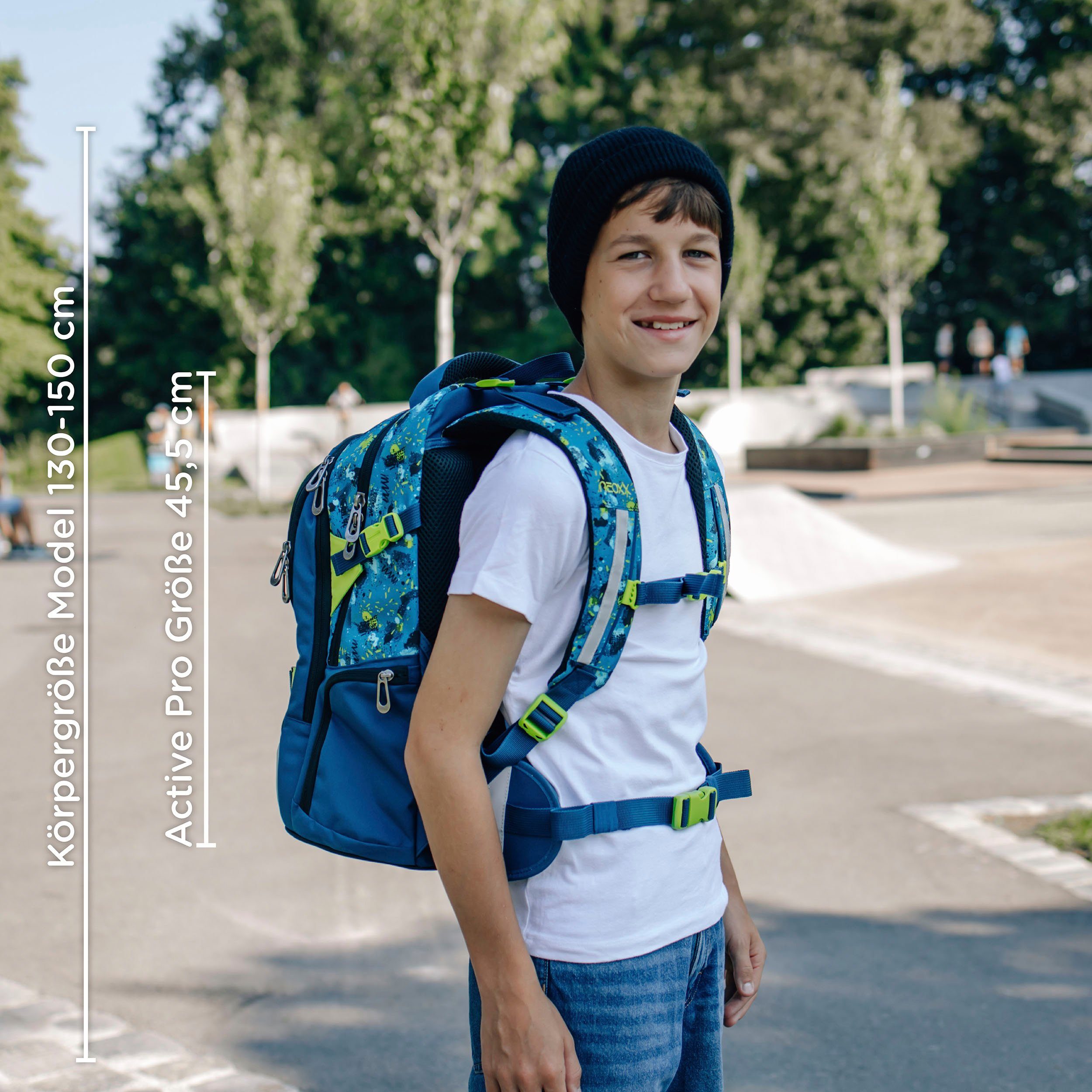 neoxx Schoolrugzak Active Pro, Petrol Extreme