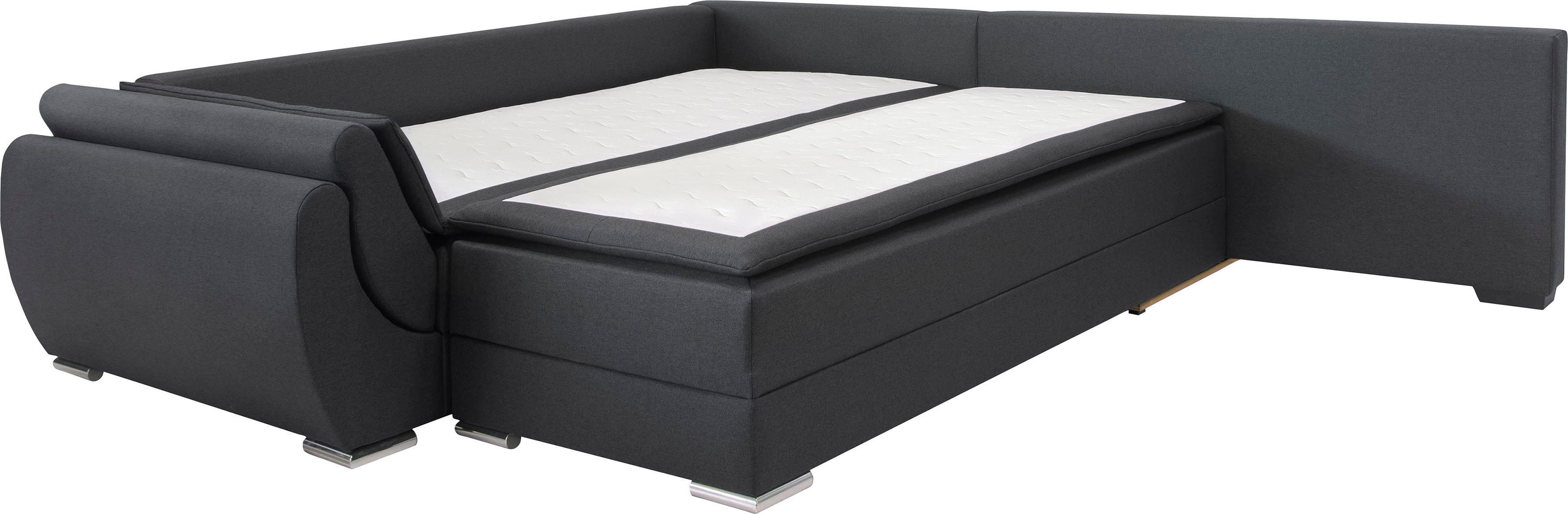 INOSIGN Hoekbank Göteborg met boxspring-slaapfunctie en bedkist, bedfunctie, topmatras