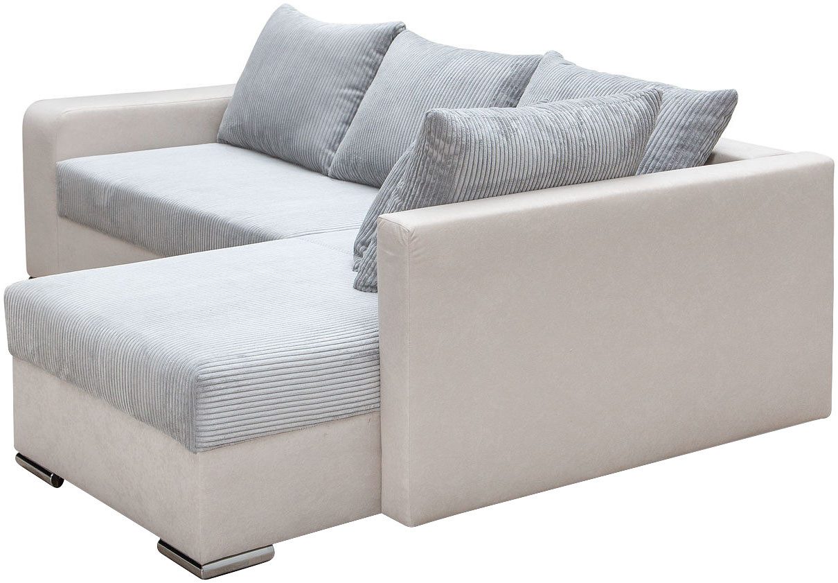COLLECTION AB Hoekbank L-model Regalarmleuning met LED RGB verlichting, bedfunctie en bedbox