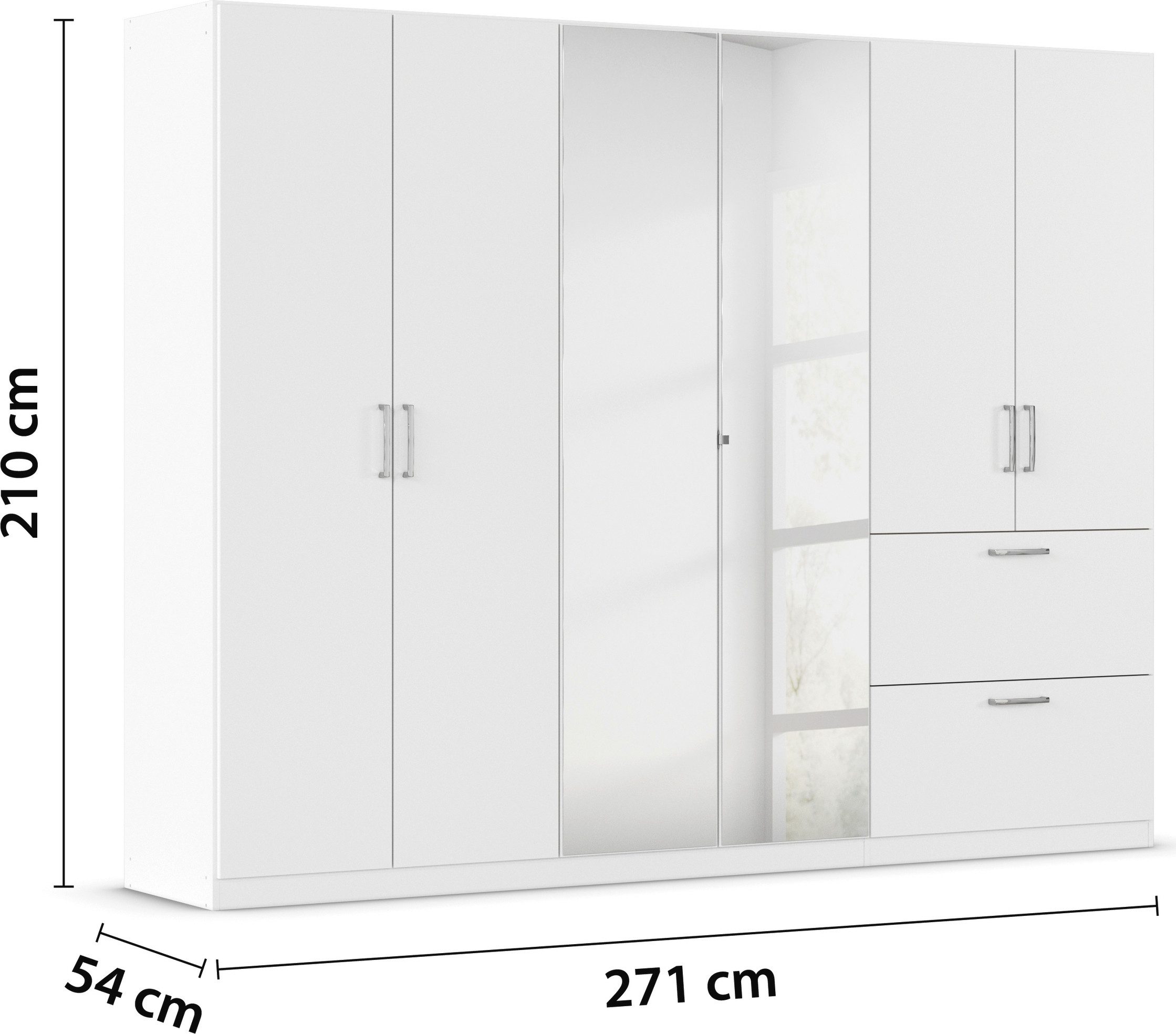 rauch Draaideurkast Kledingkast Kast Garderobe Slaapkamerkast PADUA volledig gemonteerde spiegeldeuren, twee grote lades made in germany