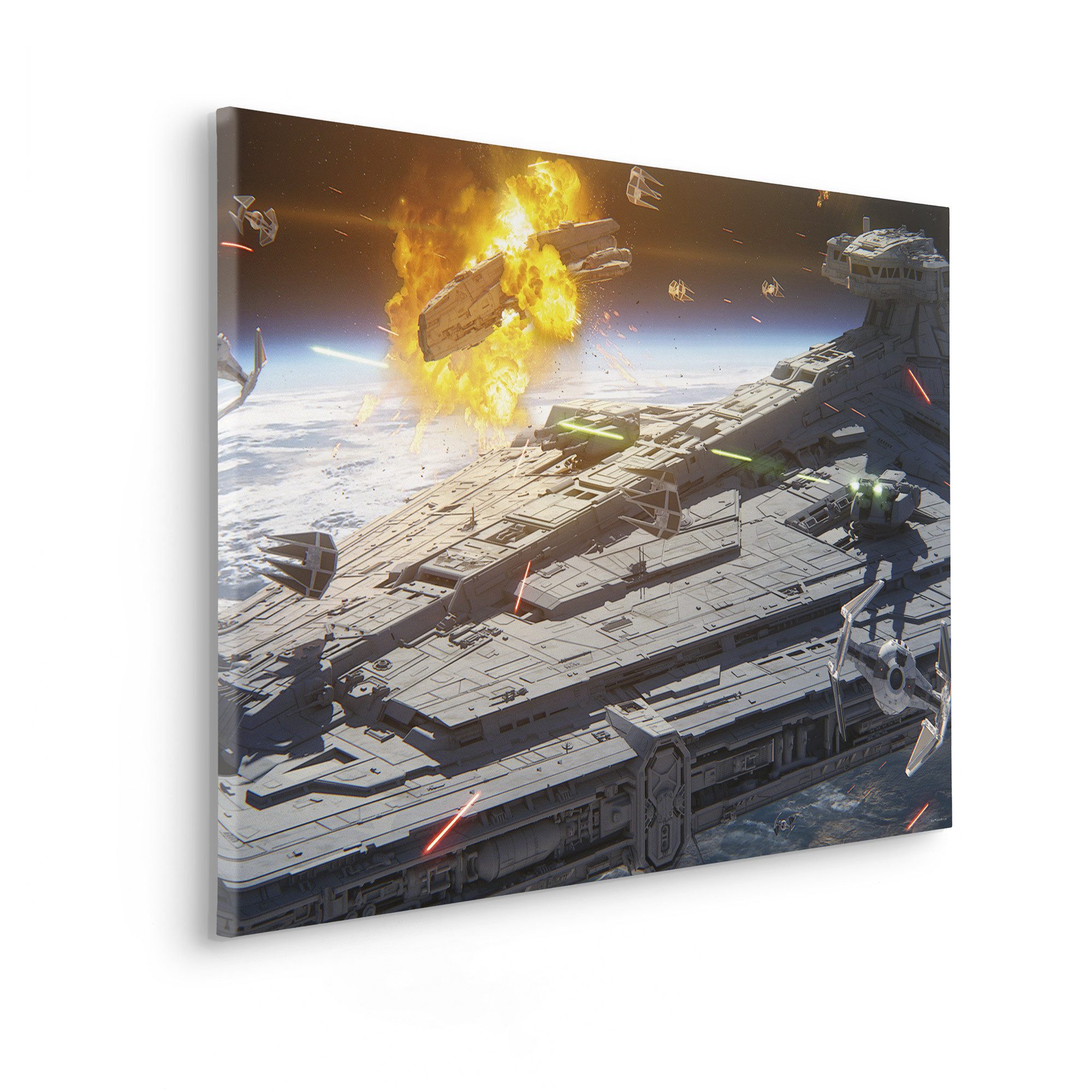 Komar Artprint op linnen Star Wars The Mandalorian Space Fight 90 x 60 cm (breite x höhe) - kinderzimmer, dekoration (1 stuk)
