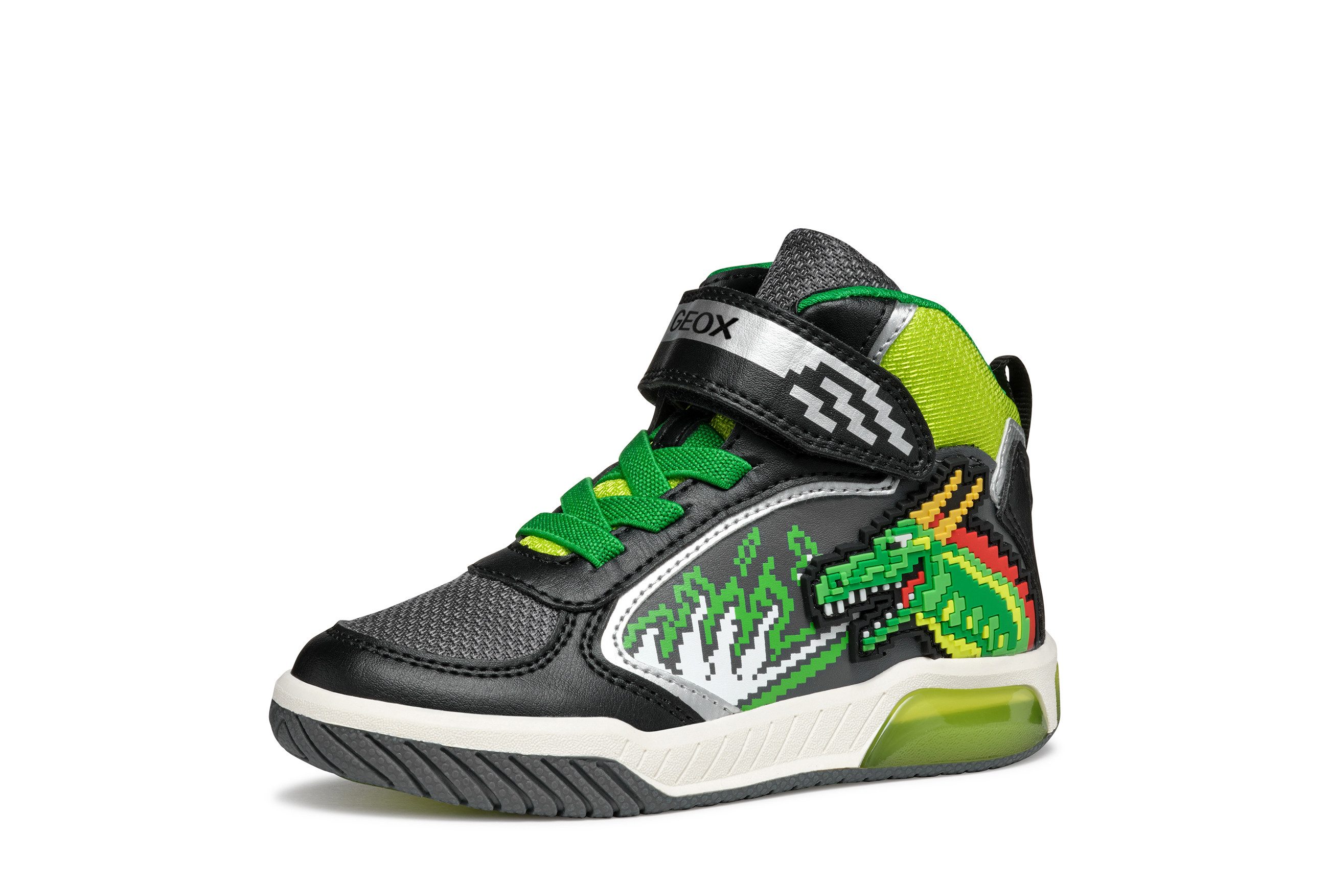 Geox Sneakers J INEK BOY_Knipogschoen Veterboots met coole blinkfunctie, maatsjabloon om te downloaden