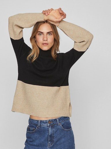Vila Coltrui VIRIL BLOCKING ROLL-NK L/S KNIT TOP-NOOS