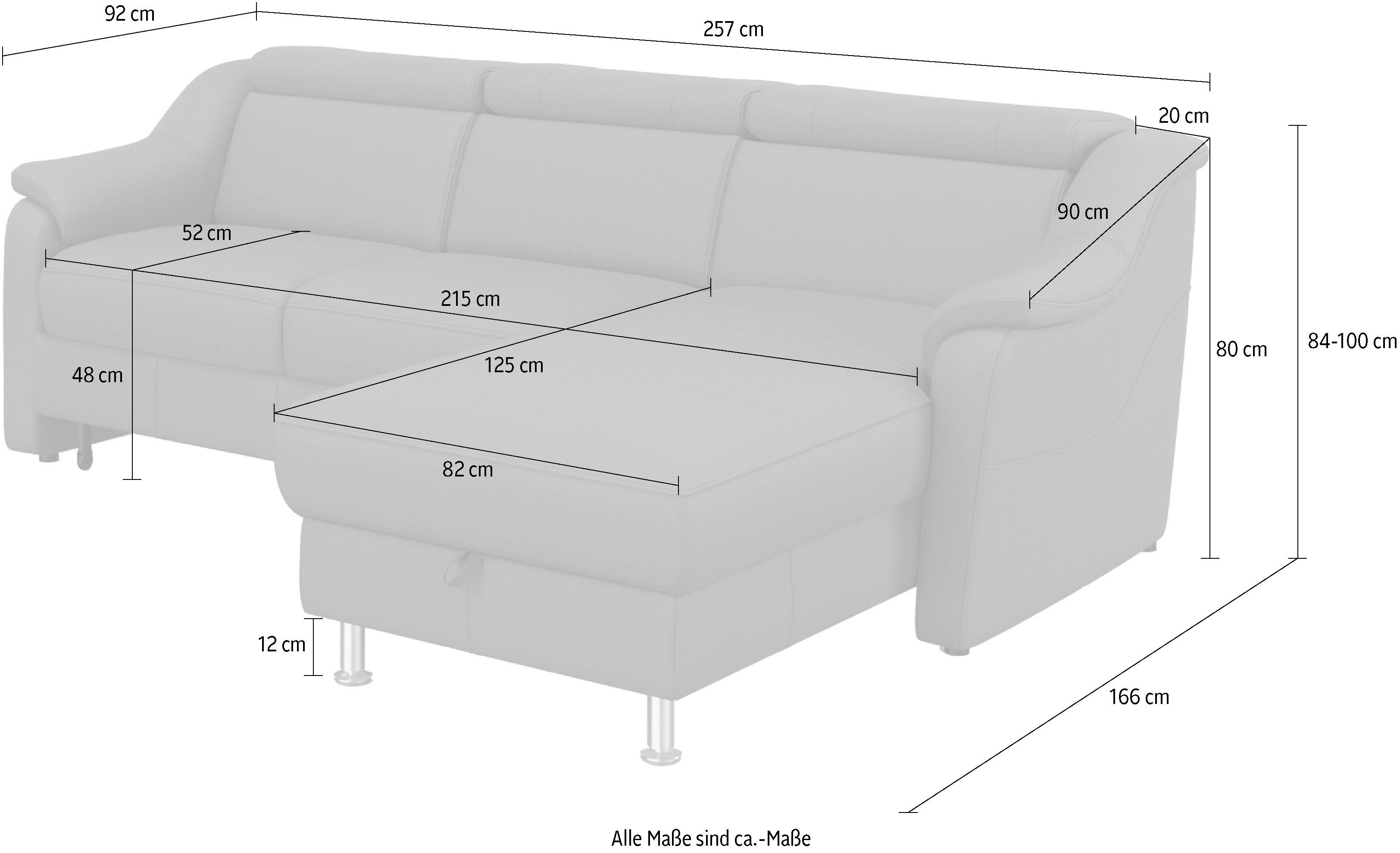 sit&more Hoekbank Freetown L-vorm met verstelbare hoofdsteun en comfortabele binnenvering