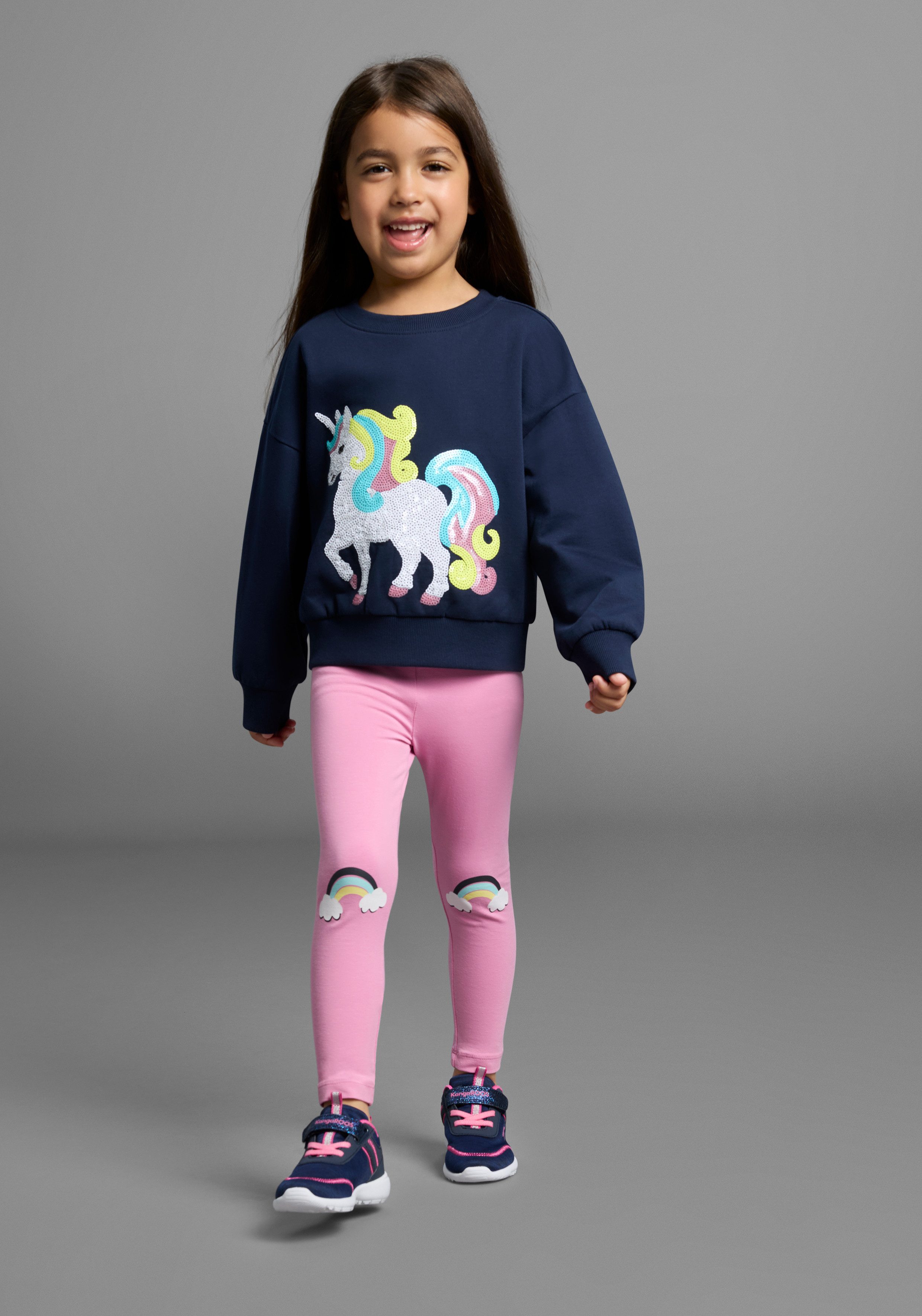 KIDSWORLD Sweatshirt Eenhoorn-applicatie voor kleine meisjes