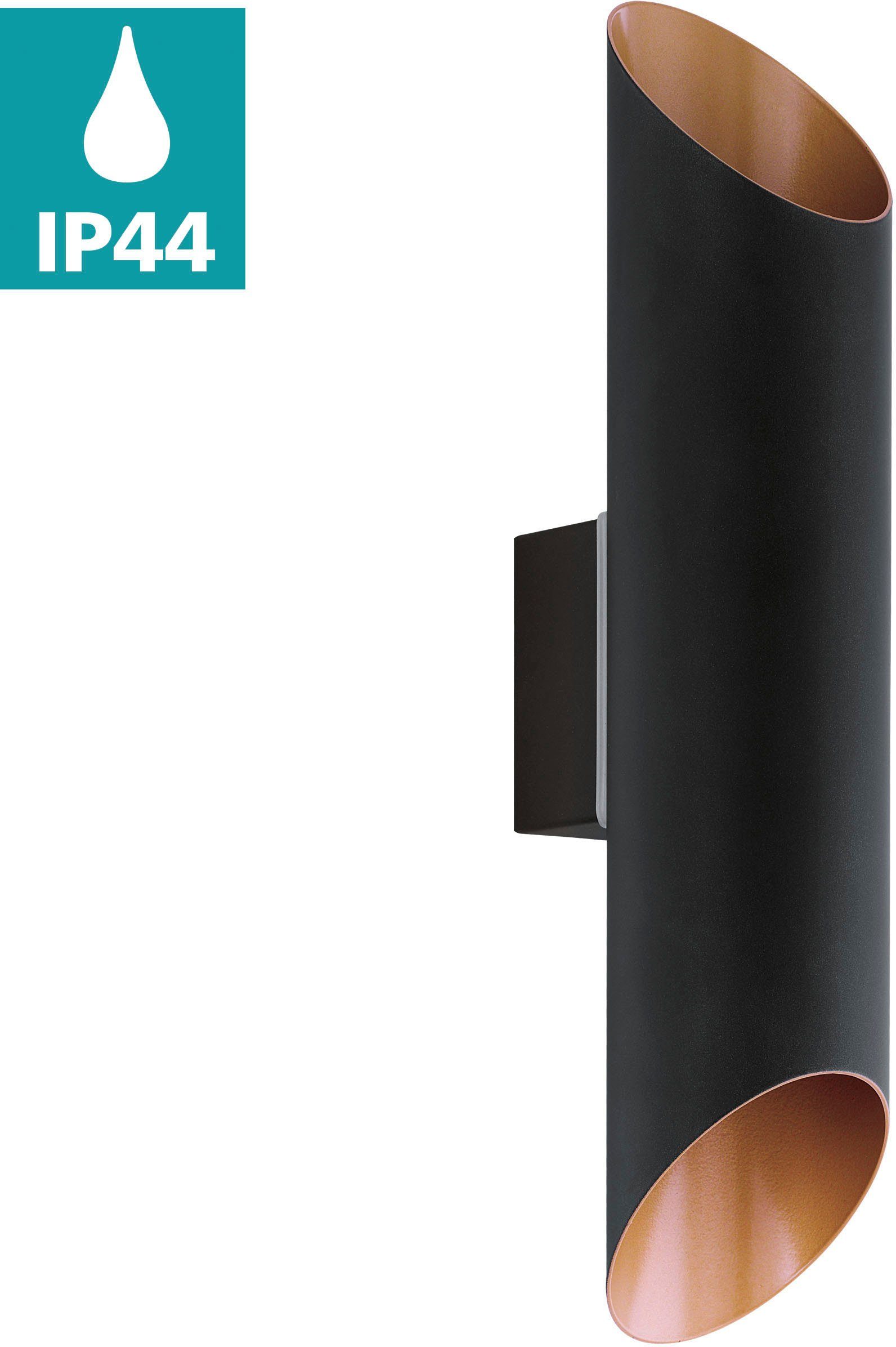 EGLO Led-wandlamp voor buiten AGOLADA zwart, koperkleur / l7,5 h36 cm / inclusief 2 x led-plank / buitenlamp makkelijk gekocht | OTTO
