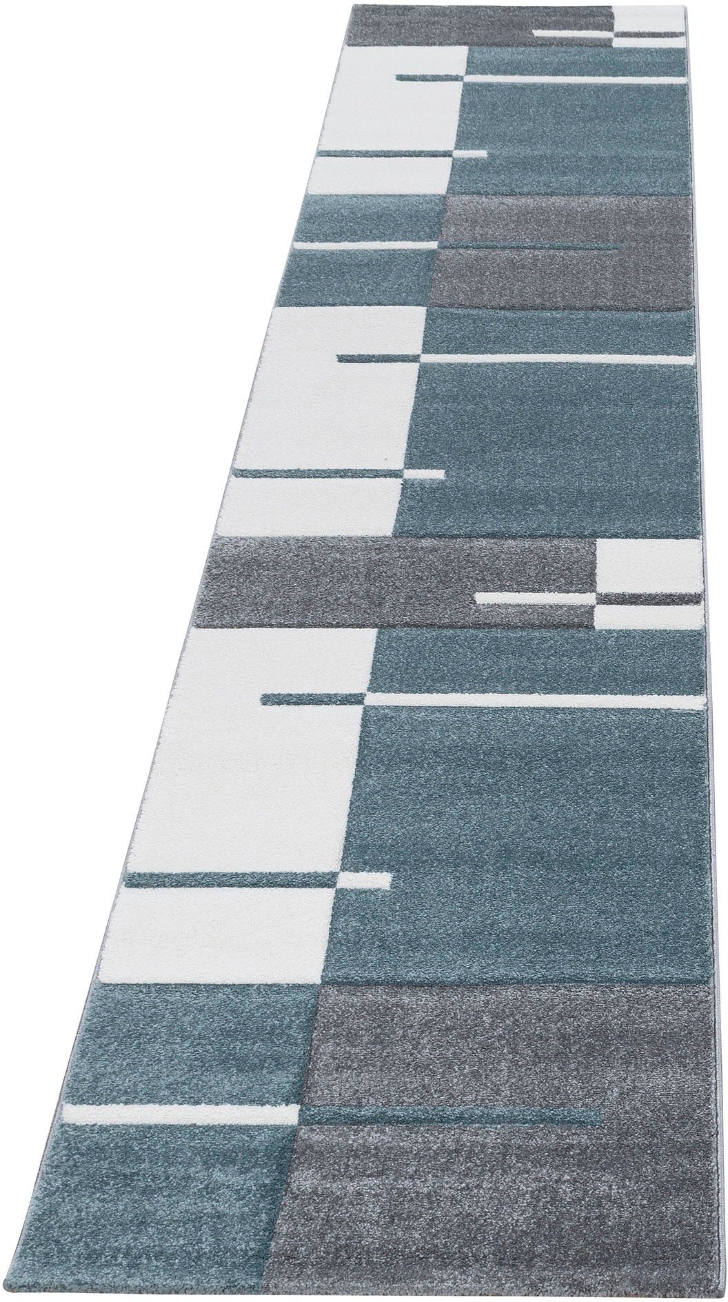 Ayyildiz Teppiche Loper Hawaï 1310 met de hand gesneden reliëfpatroon, 80 cm x 300 cm (bxl) lopers maat 80x300 cm blauw