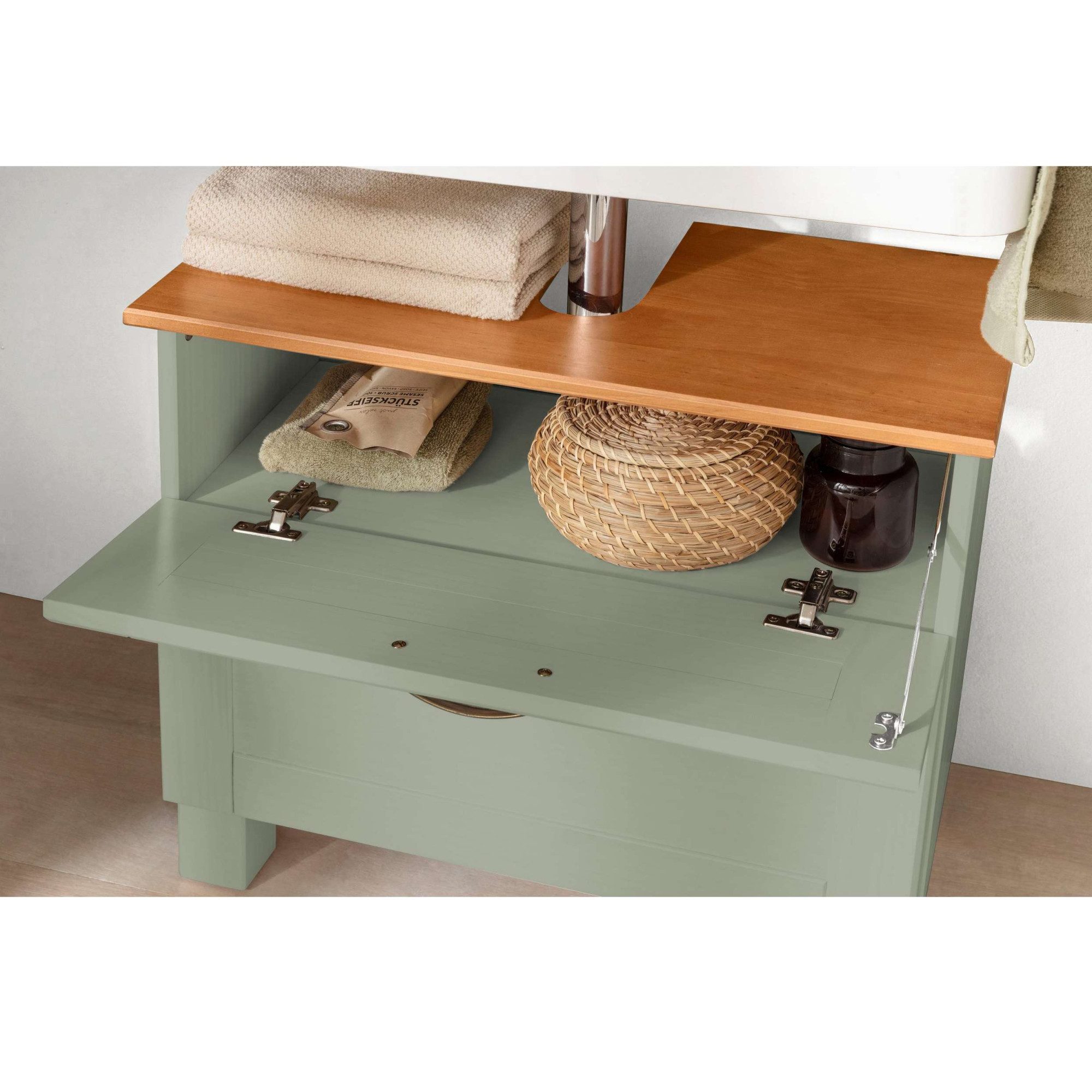 Home affaire Wastafelonderkast Rodby Massief, FSC®-gecertificeerd hout, grepen metaal, breedte 60 cm, hoogte 55 cm