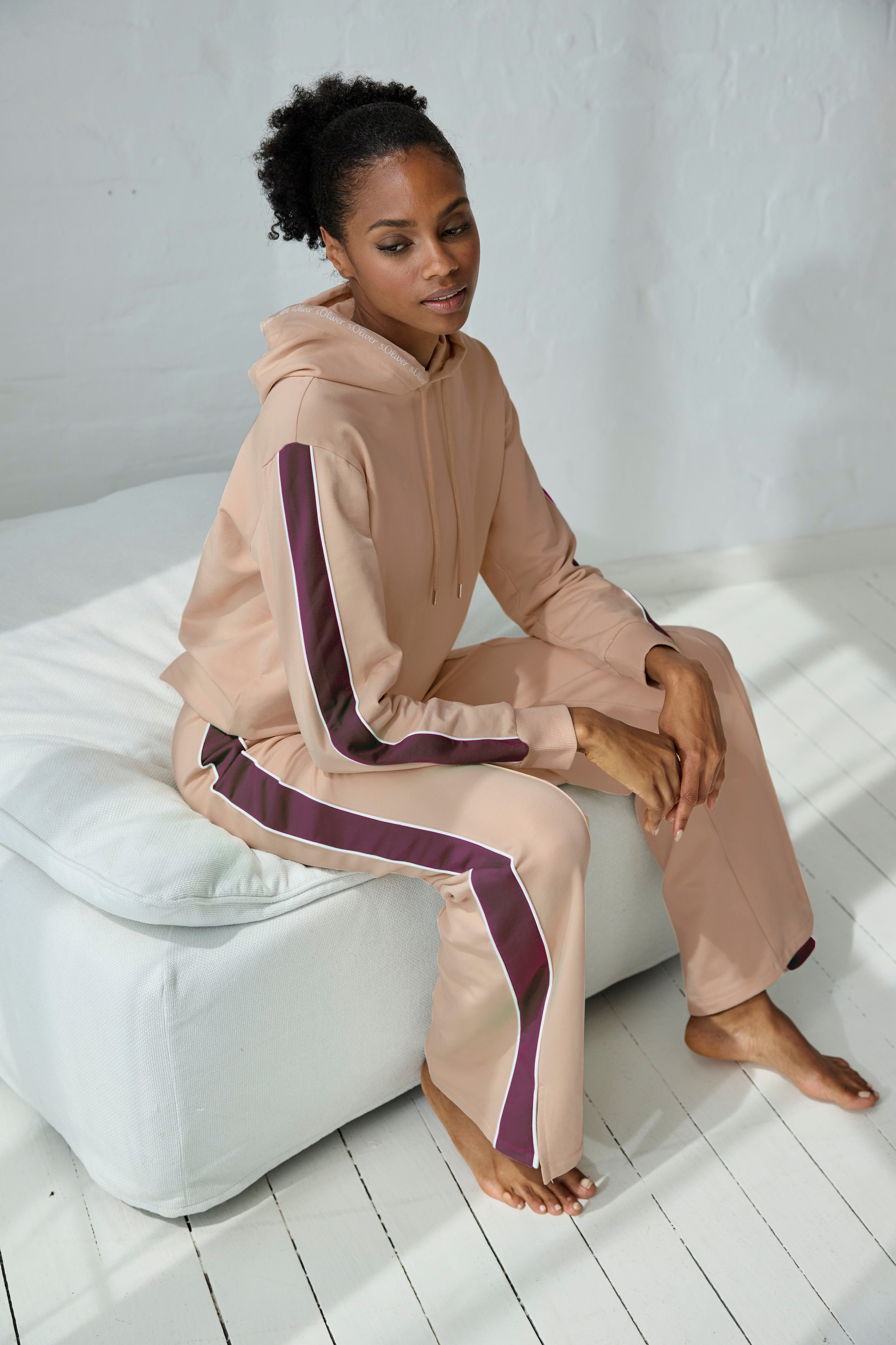 s.Oliver RED LABEL Beachwear Hoodie met contrasterende accenten loungewear (1-delig)