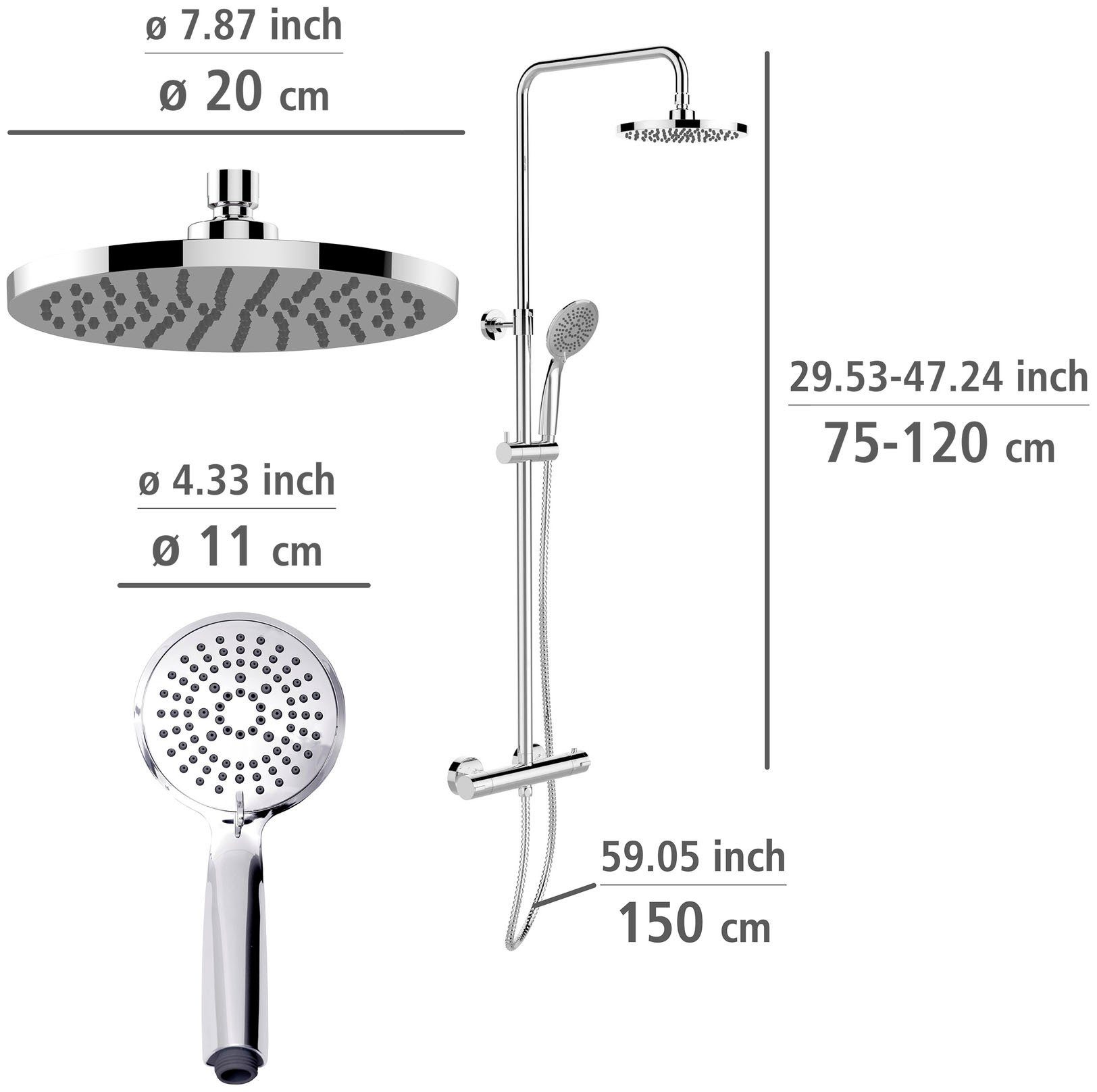 WENKO Douchesysteem Young Eco met thermostaatarmatuur, incl. 2 waterbesparende regelaars