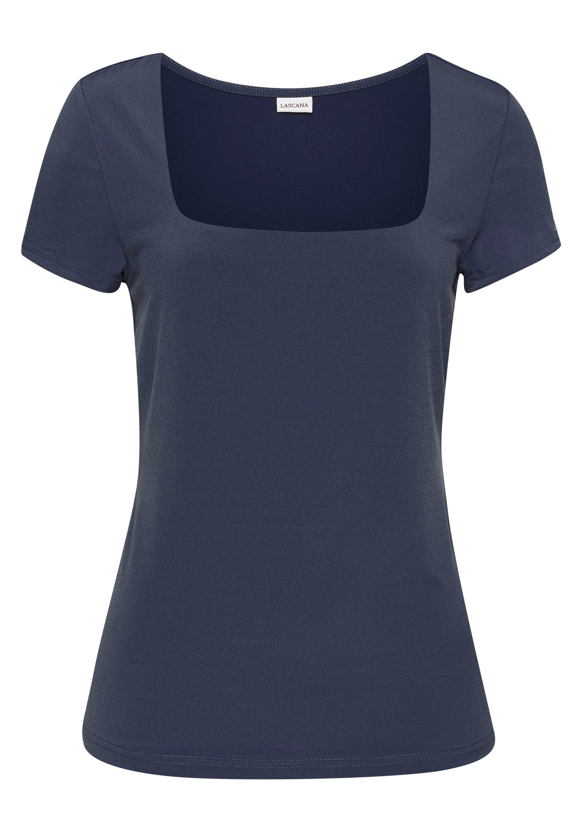 Lascana T-shirt van kreukvrij materiaal, elegant kortarmshirt, dubbelzijdig