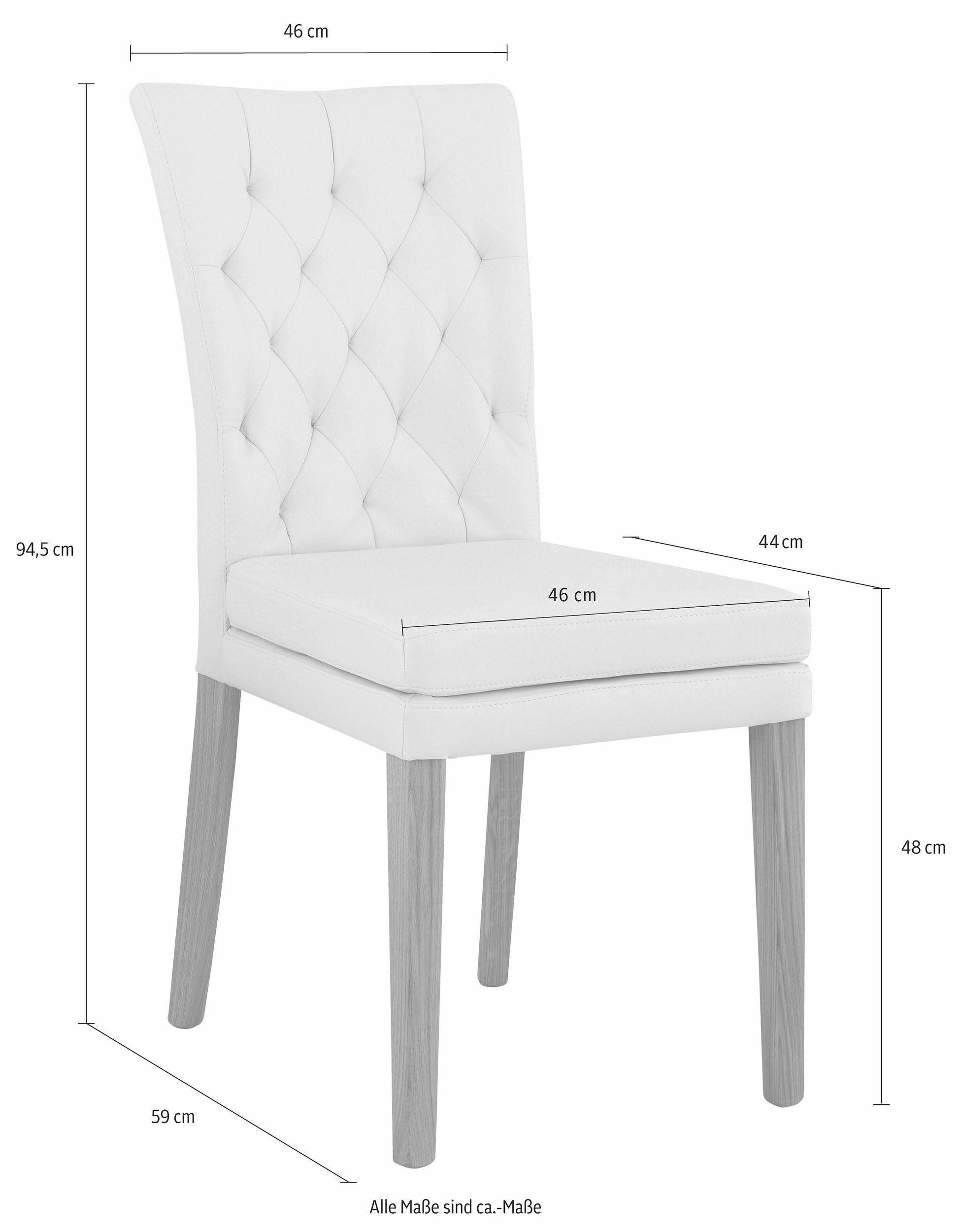 Home affaire Stoel met 4 poten Colorado prettige bekleding, frame massief hout wengé of naturel-eiken (set, 2 stuks)