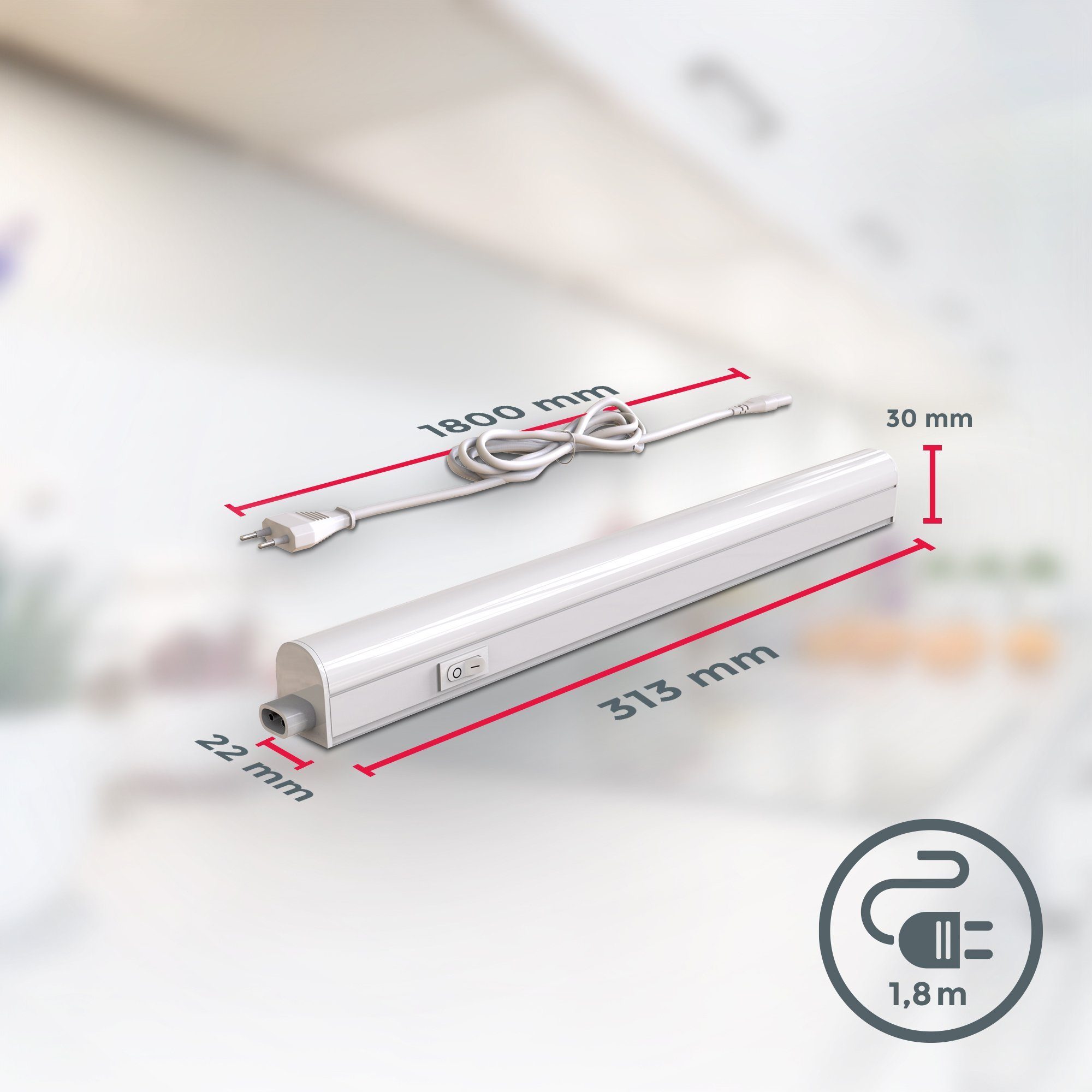 B.K.Licht Verlichting voor onderkast BK_UL1514 Set van 2 LED lampen voor onder de kast, lichtstrips, L: 31,3cm, 4W (2 stuks)