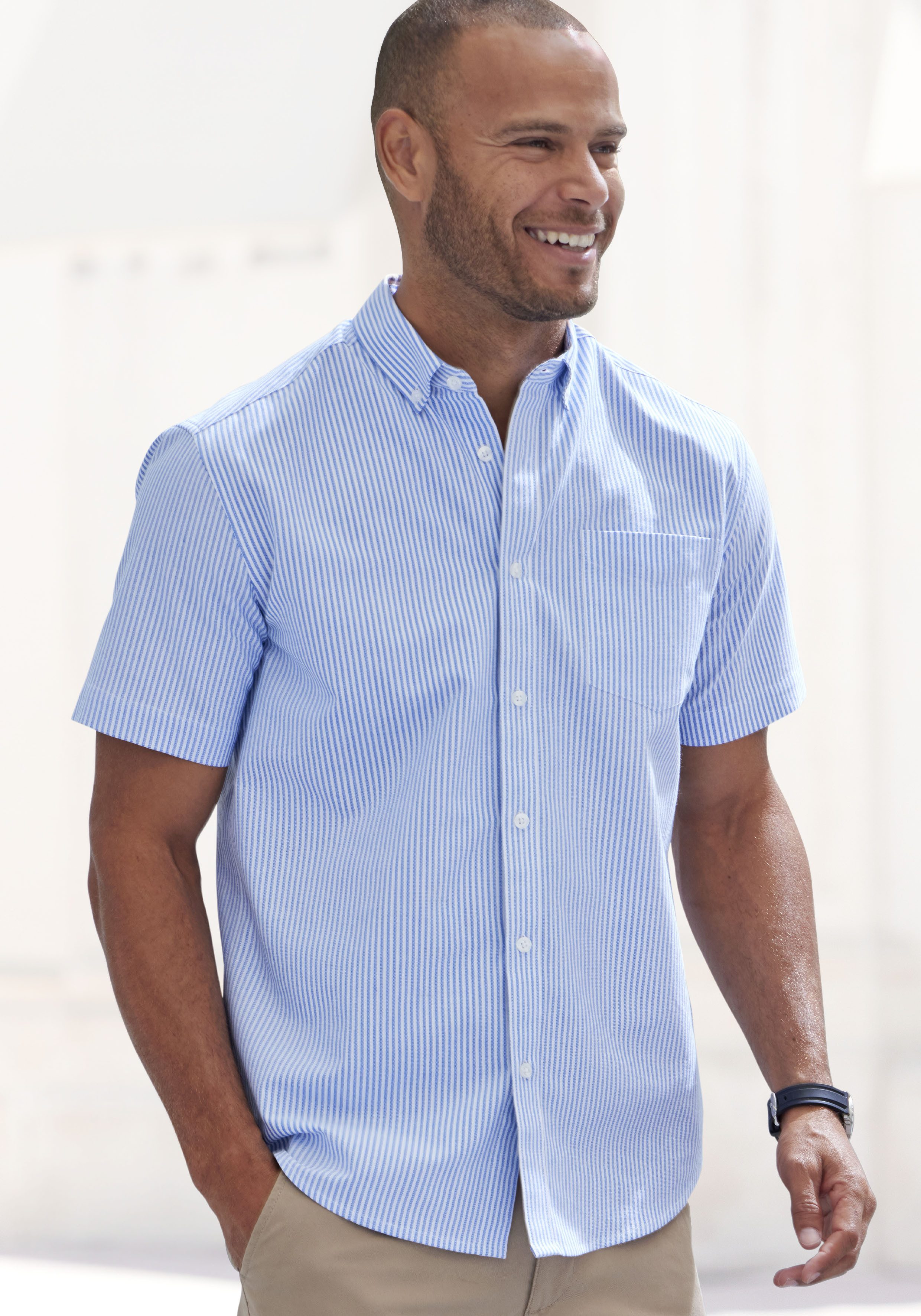 H.I.S Overhemd met korte mouwen Regular fit Oxford overhemd met korte mouwen met button-down-kraag van 100% katoen