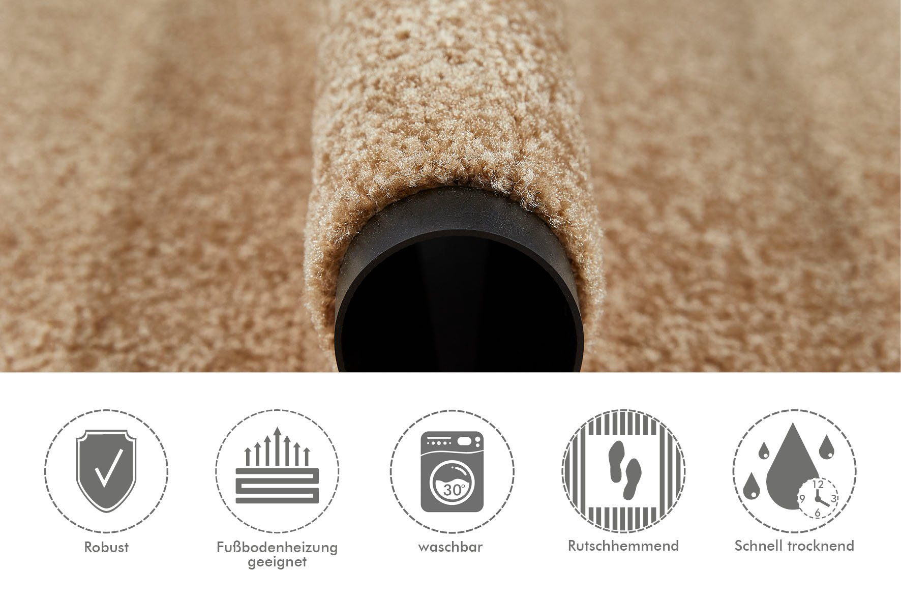 Andiamo Mat Super Wash & Clean, Made in Belgium Vuilopvangmat, uni kleuren, antislip, wasbaar