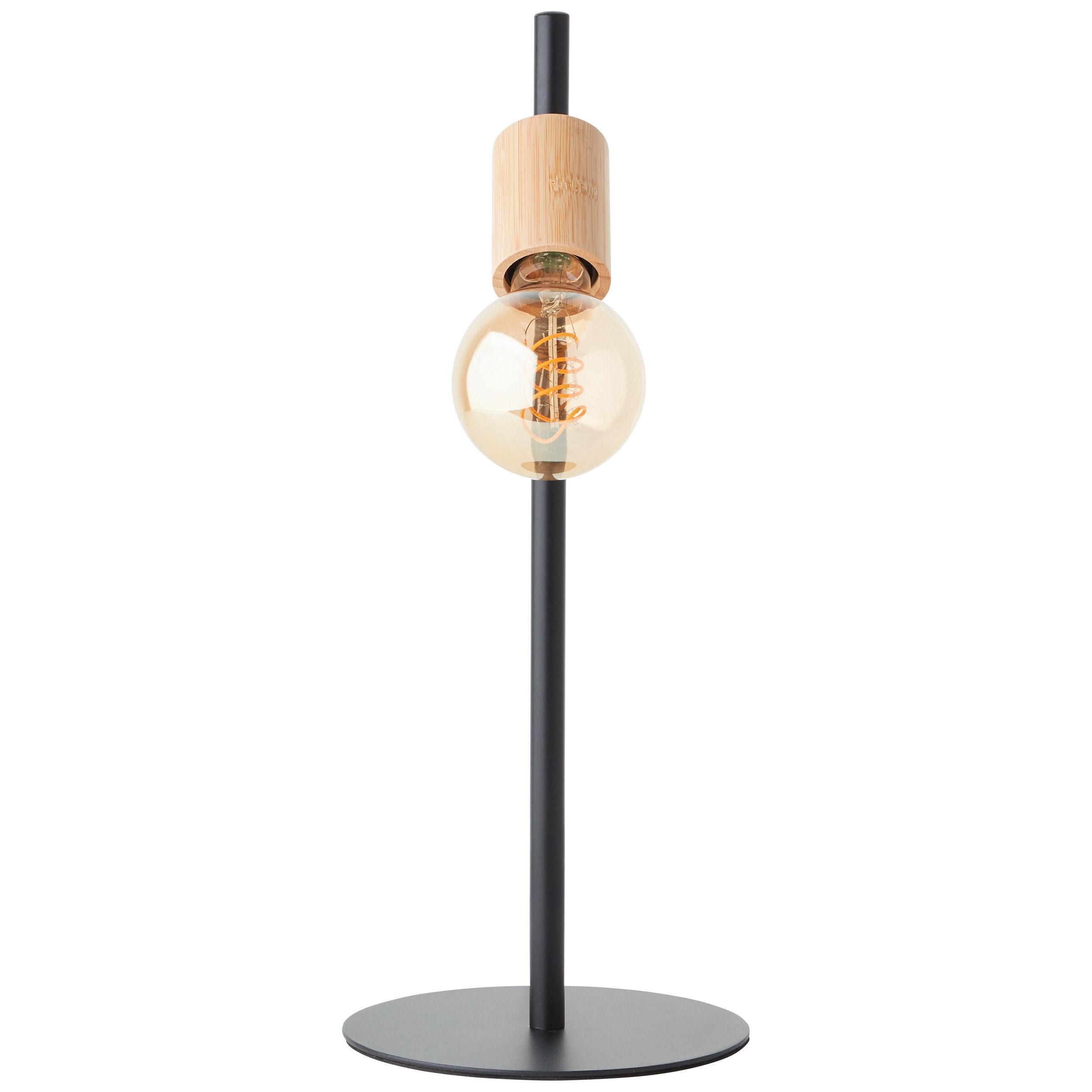 Brilliant Leuchten Tafellamp Tiffany Hoogte 45 cm, E27, metaal/bamboe, zwart mat/natuur