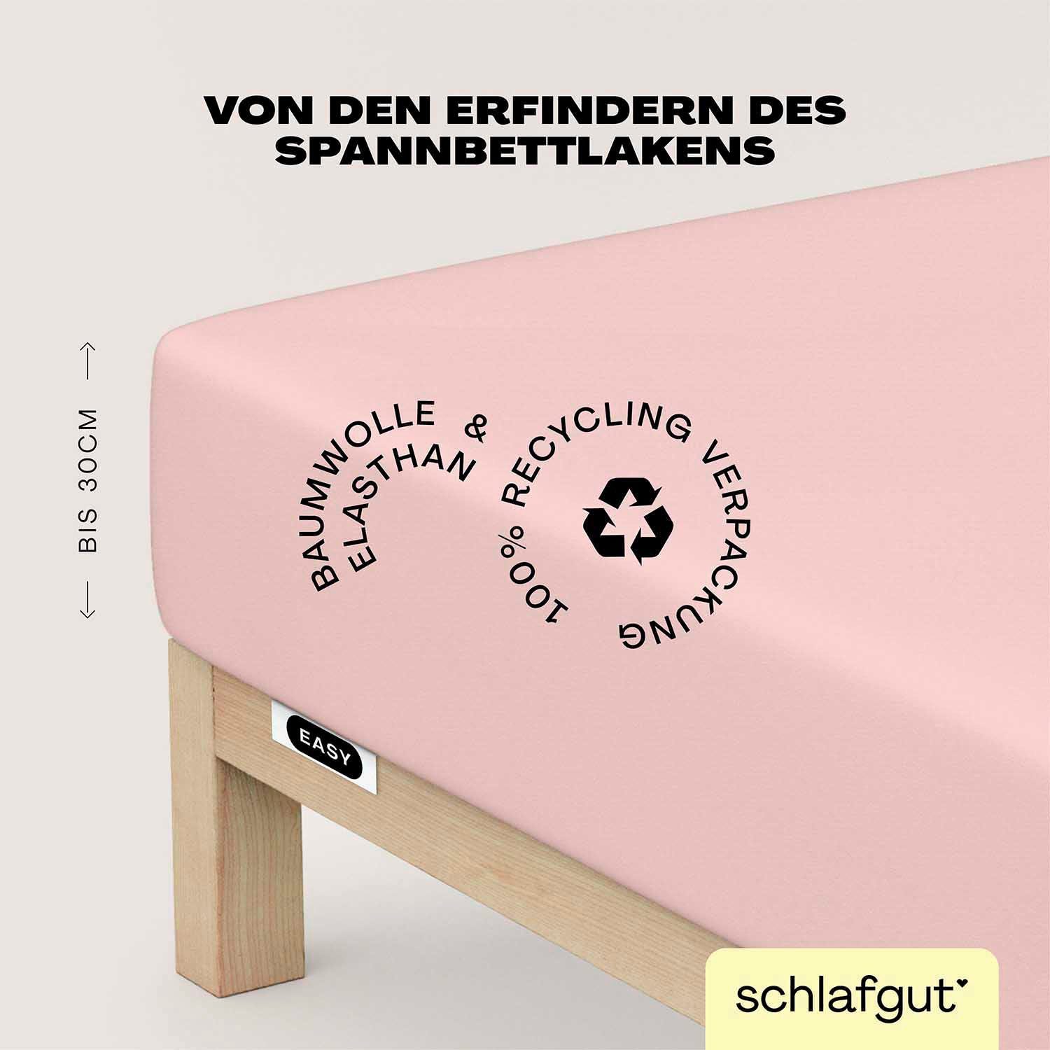 Schlafgut Hoeslaken EASY jersey elastaan MADE IN GREEN by OEKO-TEX (1 stuk) hoeslakens maat 90-100 cm x 200-220 cm roze