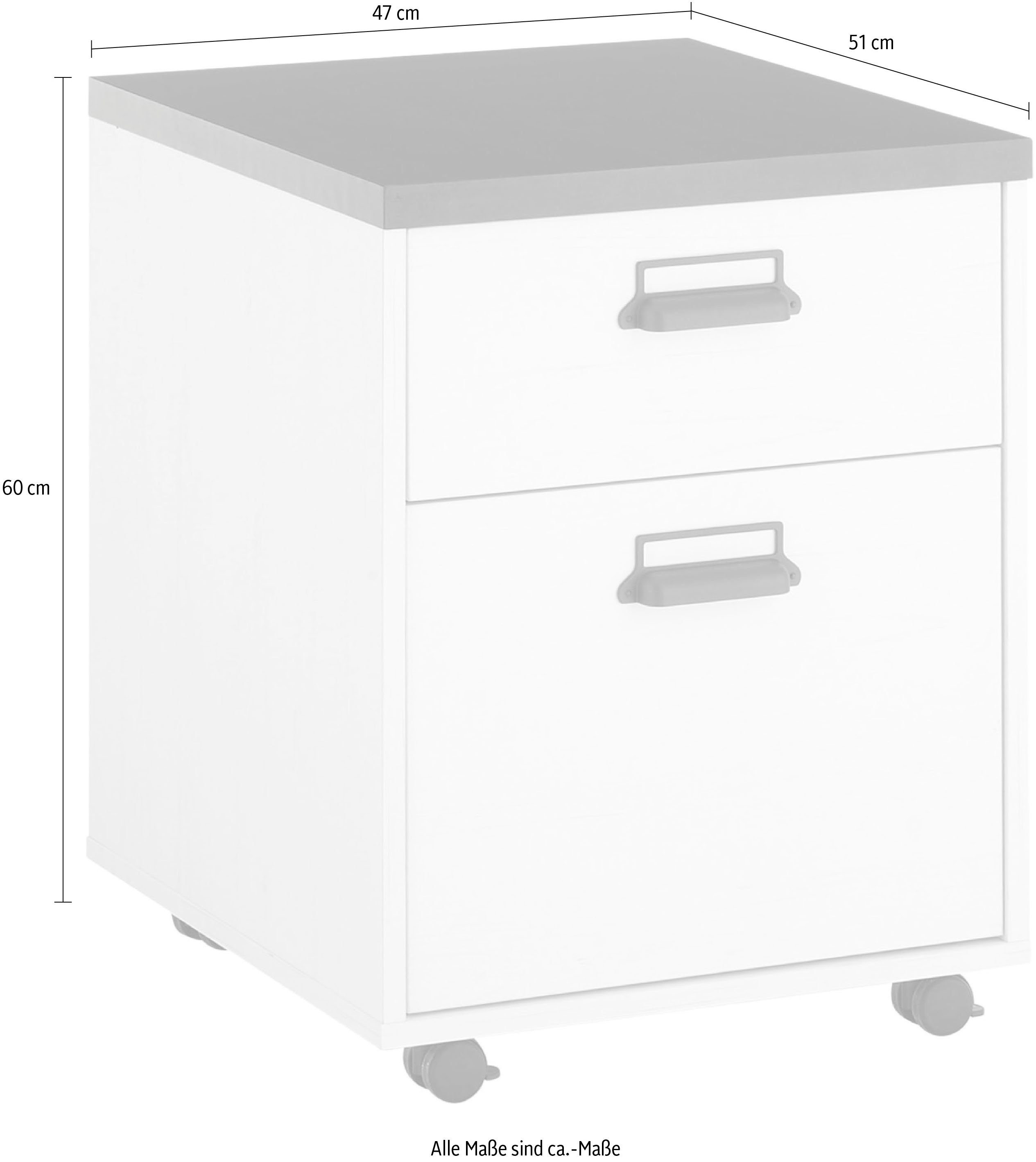 Home affaire Kastje op wieltjes Sherwood met metalen apotheker handgrepen, breedte 47 cm, soft-close functie