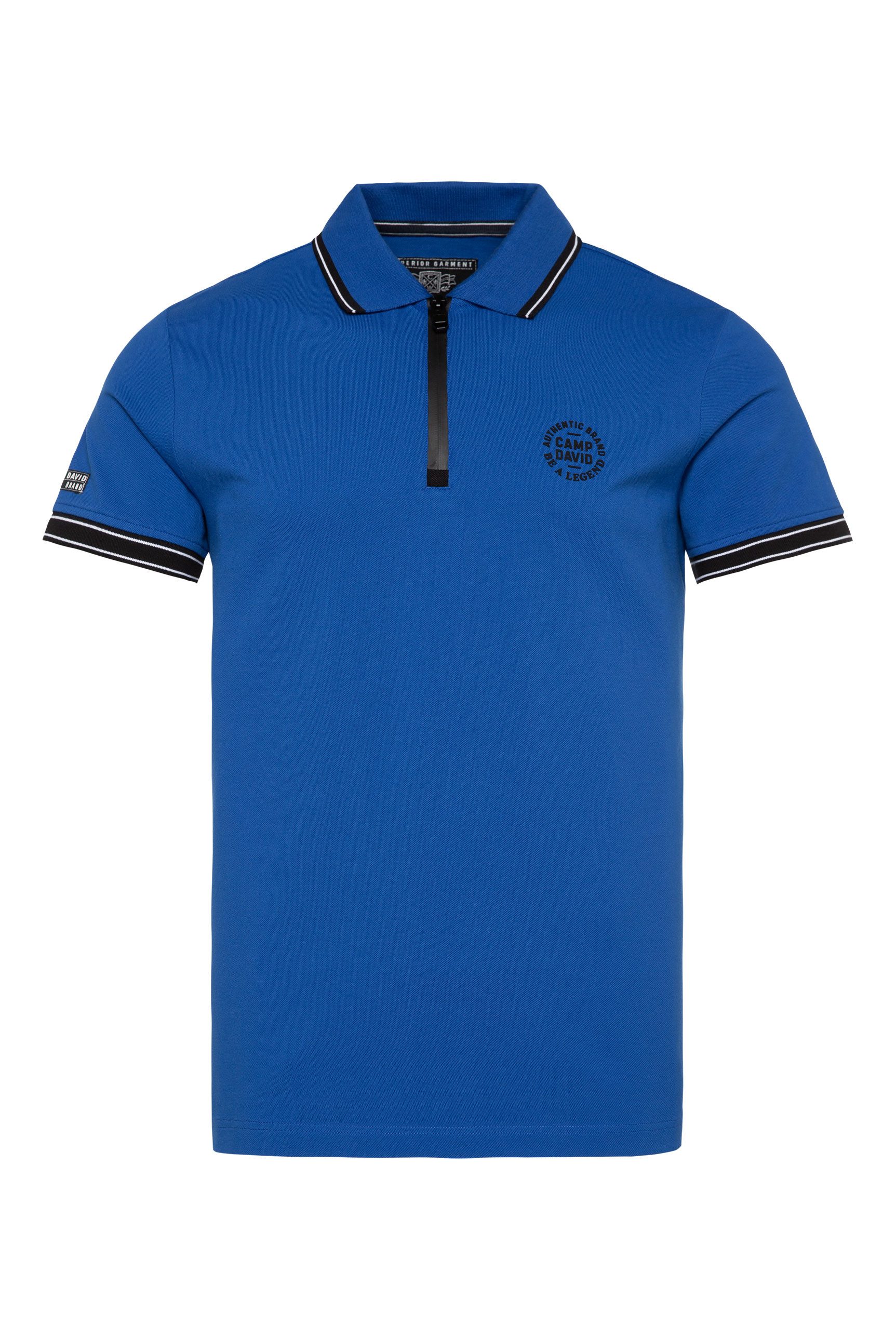 CAMP DAVID Poloshirt met print bij de kraag